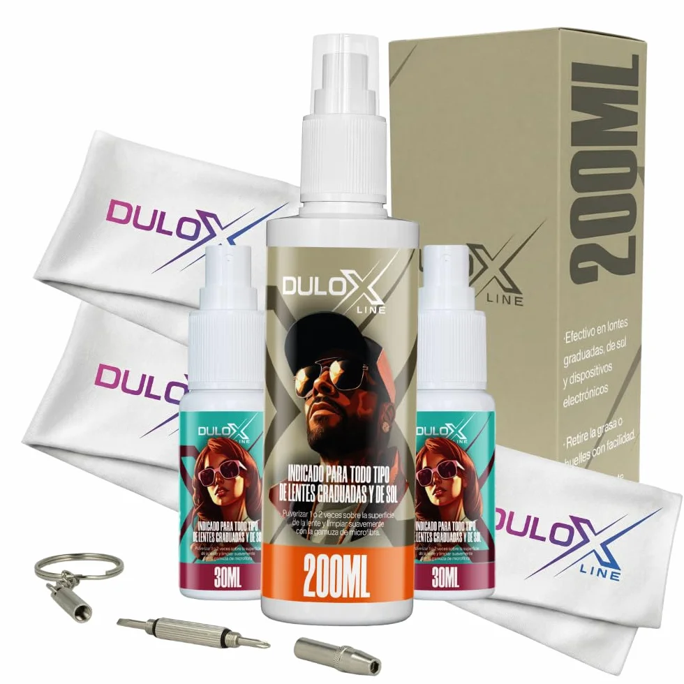 Kit Limpiador Gafas 200ML + 2 Botes 30ML + 3 Gamuzas Microfibra 18X18CM + Destornillador