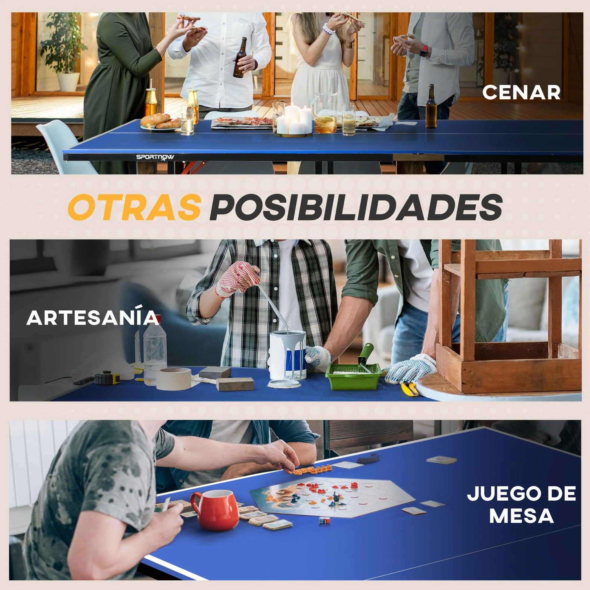 SPORTNOW Mesa de Ping Pong Plegable Profesional Tamaño Estándar con Ruedas 274x152,5x76 cm Azul