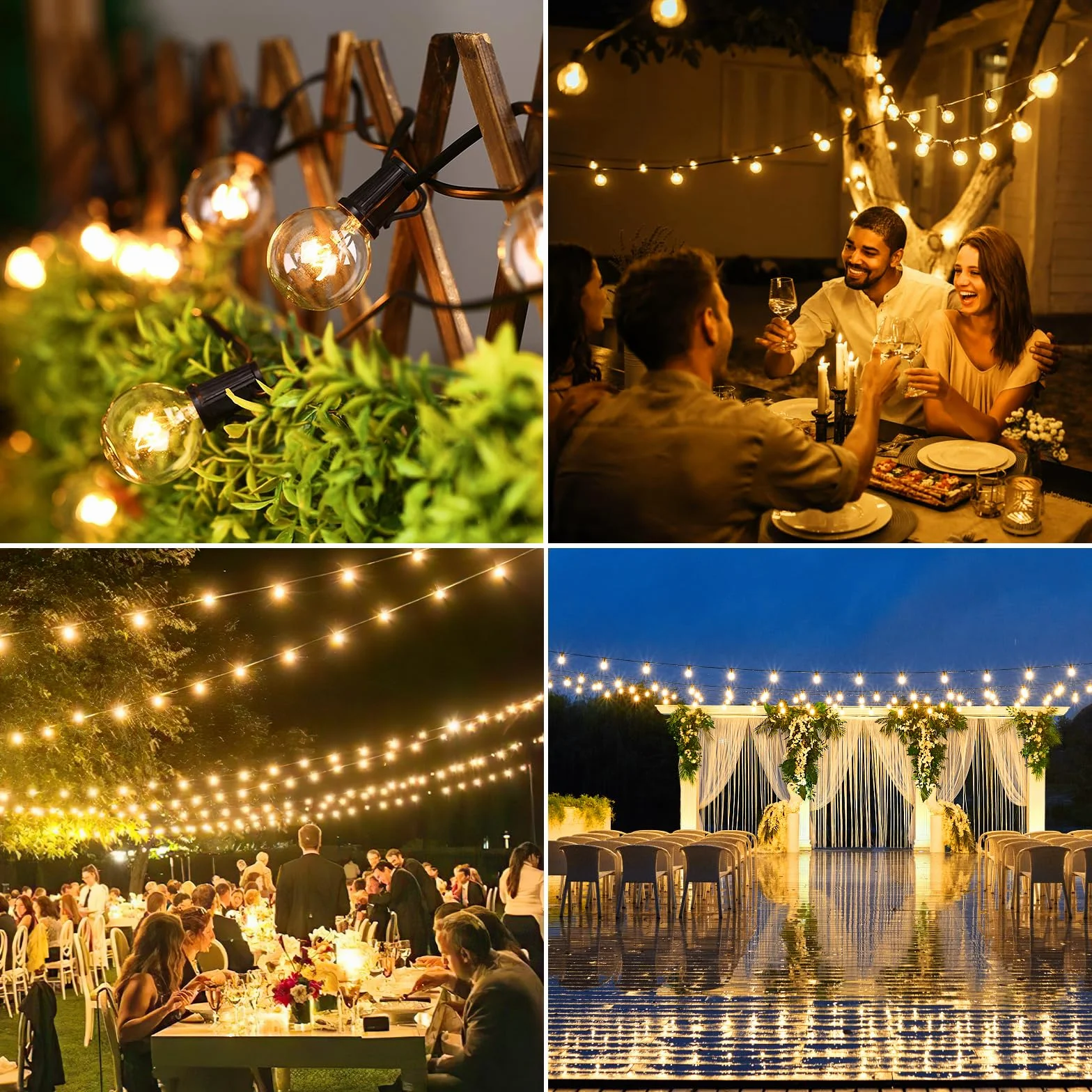 FIFlying Cadena de luces para exteriores 8.8 m IP54 impermeable 12+1 bombillas inastillables