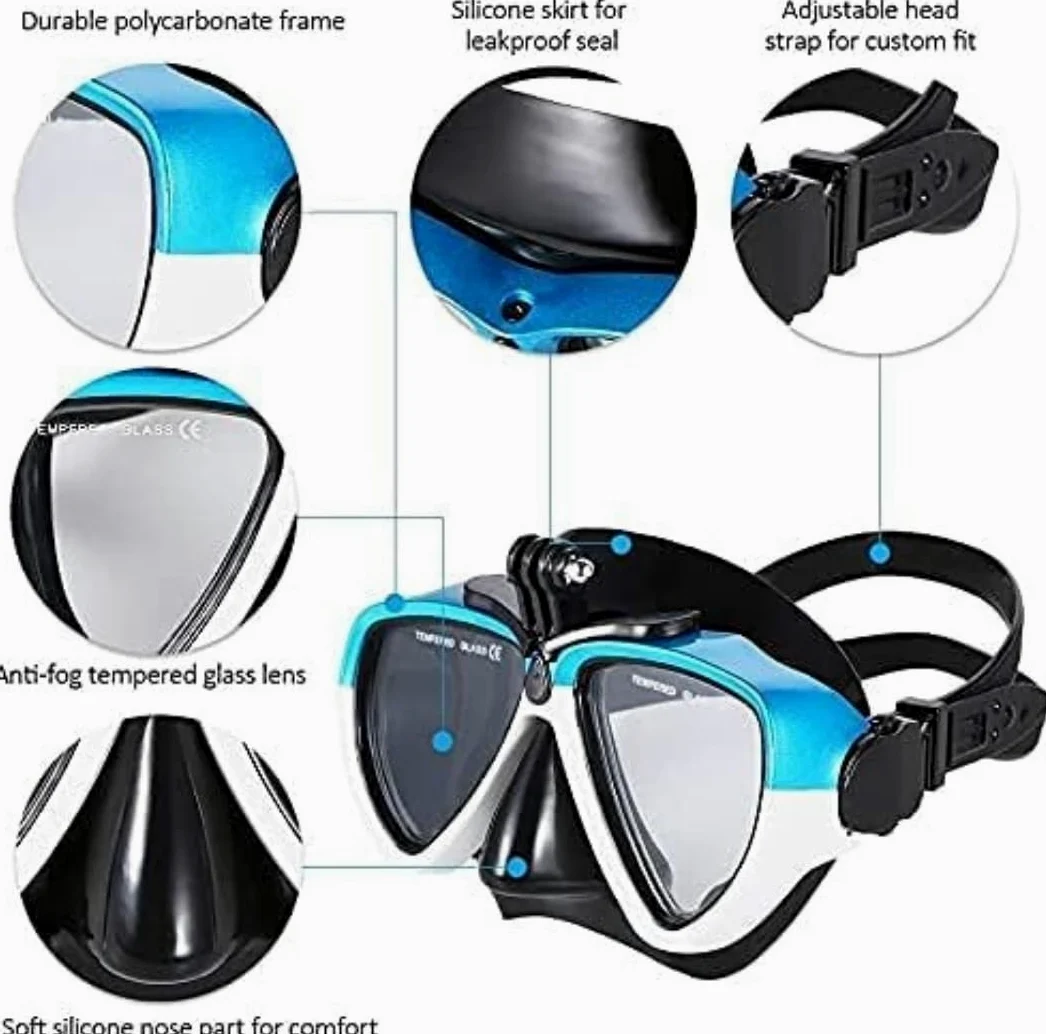 Máscara Snorkel Máscara Buceo Máscara De Buceo Snorkel Máscaras Set Anti Niebla Natación con Tubo Seco para Hombres Mujeres Equipo de Snorkel