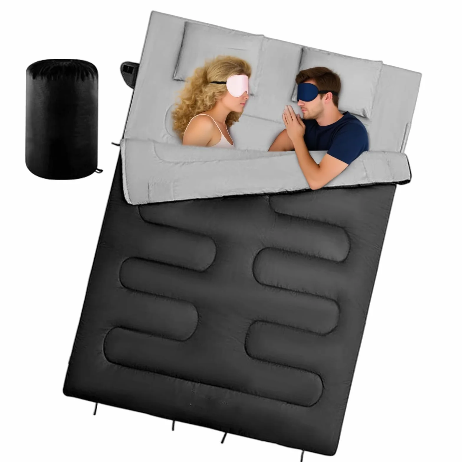 Saco De Dormir Doble para Adultos,Saco de Dormir para Camping - Equipo Ligero de Descanso para Montañismo Aire Libre y Jóvenes