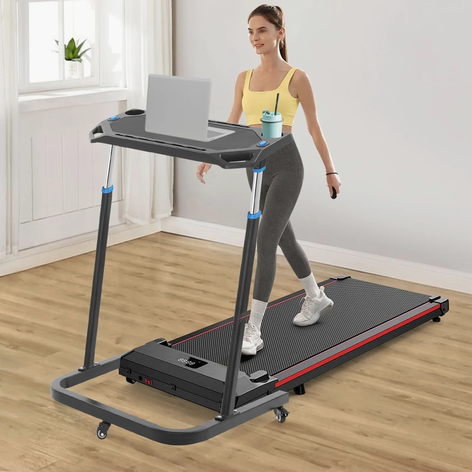 Entrenador de ciclismo de interior con mesa ajustable de 82 – 120 cm, para bicicleta de carretera y de montaña, para el hogar, soporta 50 kg