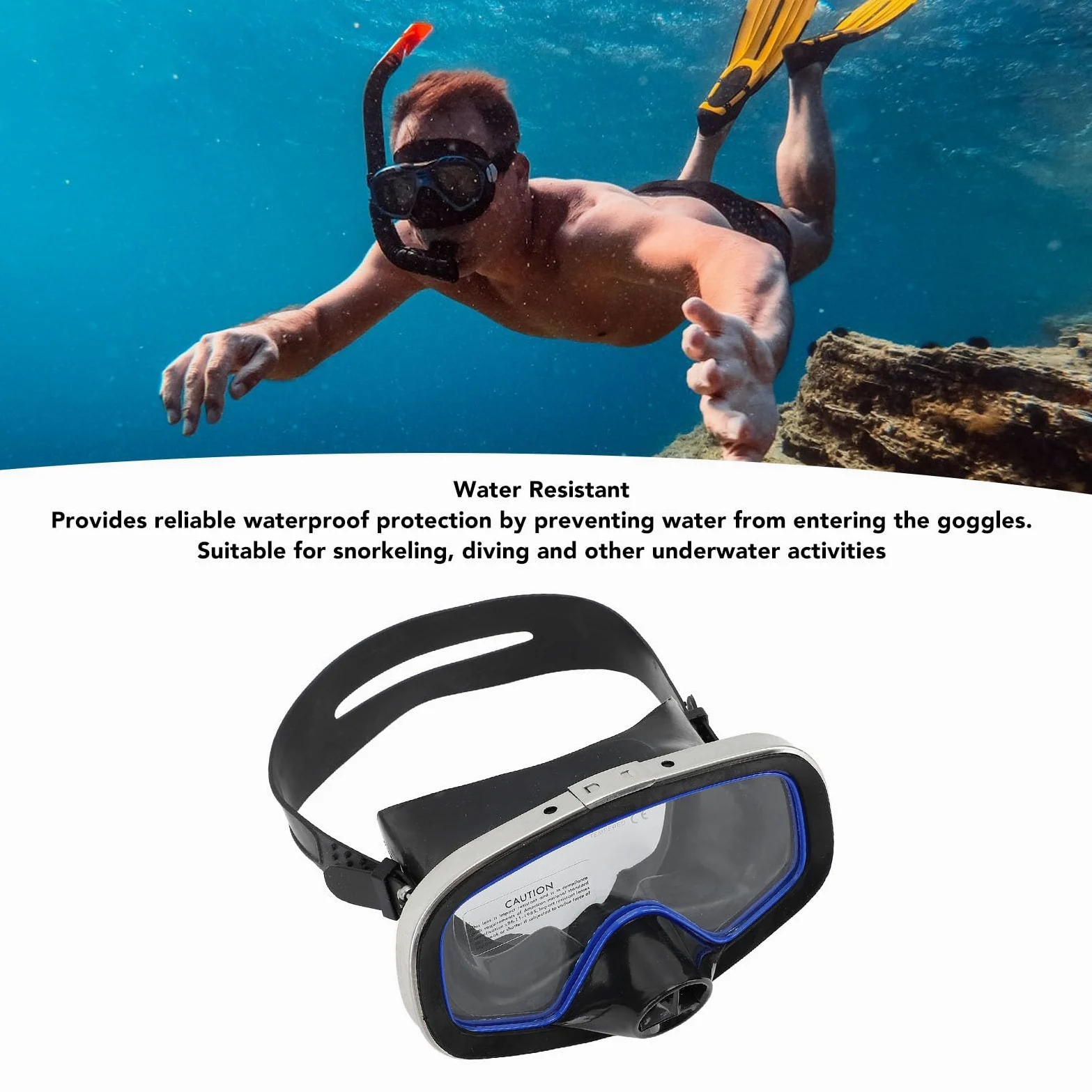 Gafas de Buceo, Gafas Subacuáticas, Lentes de Vidrio Templado de Visión Clara Ajustables para Bucear