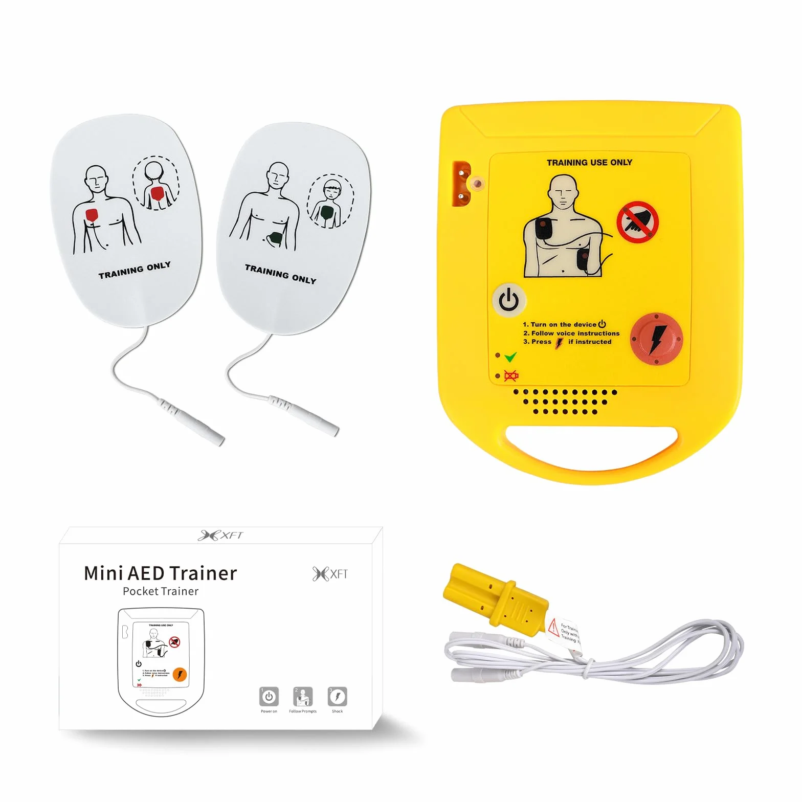 Mini AED Trainer Desfibrilador Entrenamiento Español Formación SBV DESA Principiantes (XFT-D0009)
