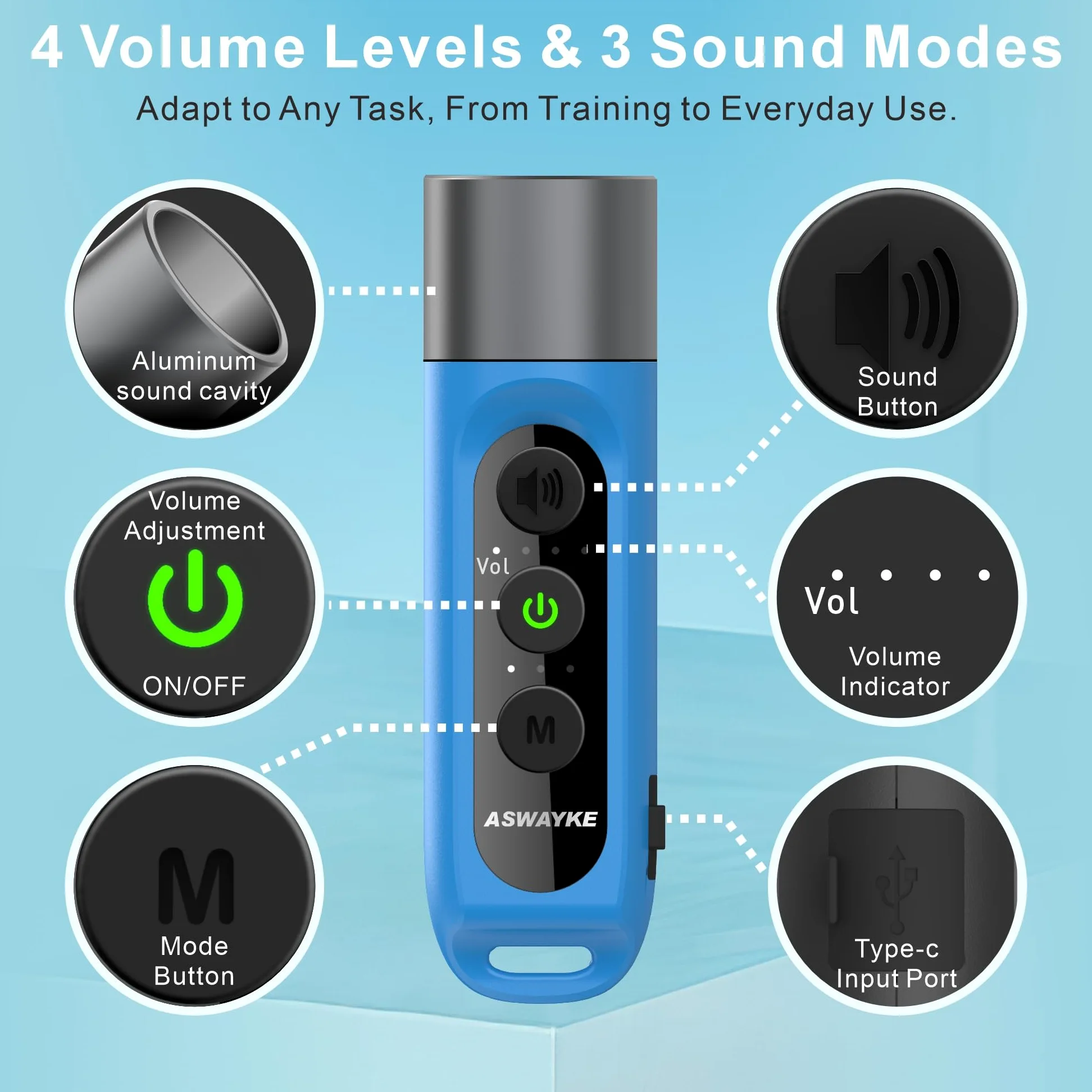 Silbato electrónico IPX5 máximo de Sonido 125db, batería de 1000 mAh para Entrenadores, Profesores, Silbato Deportivo