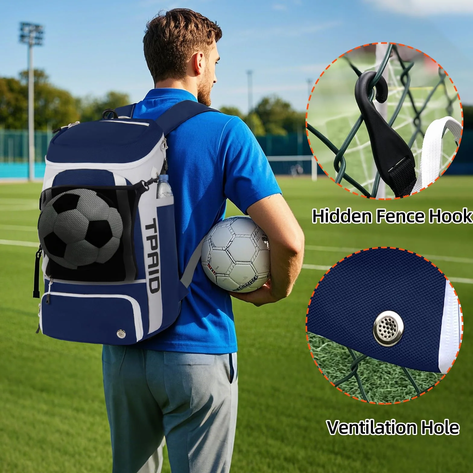 KINGSLONG Mochila de Baloncesto Bolsa para Equipo con Compartimento para Pelotas y Zapatos