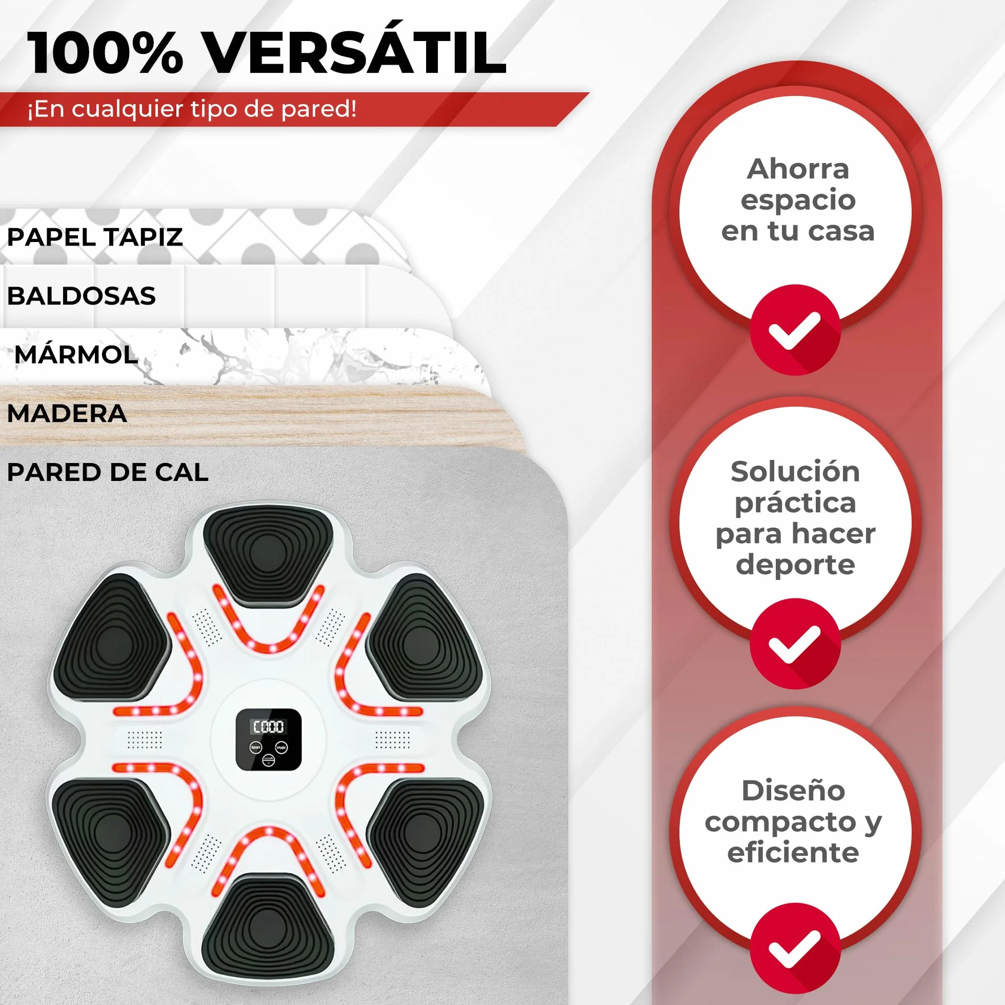Arcanix Boxeo Pared Musical con Guantes de Boxeo - Maquina Boxeo Musical Pared Bluetooth Panel con Musica Punch Luces 9 Velocidades