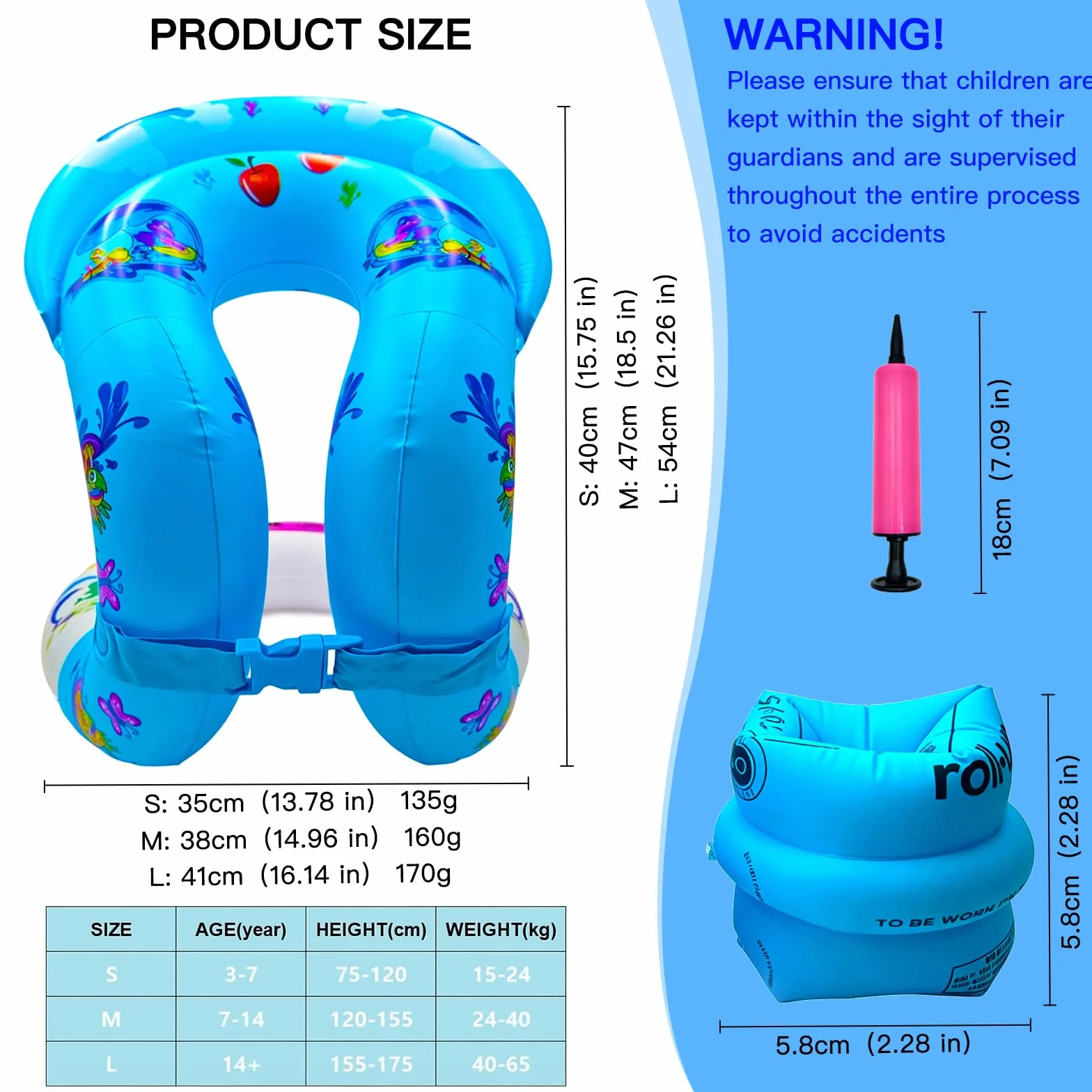 Schwimmjacke Es kann wie ein Rucksack am Körper getragen werden und eignet Sich zum Schwimmenlernen.