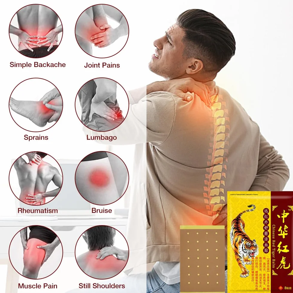 Parches de Tigre Chino, 120 PCS, Parches para el Dolor de Rodilla, Cuello y Hombros