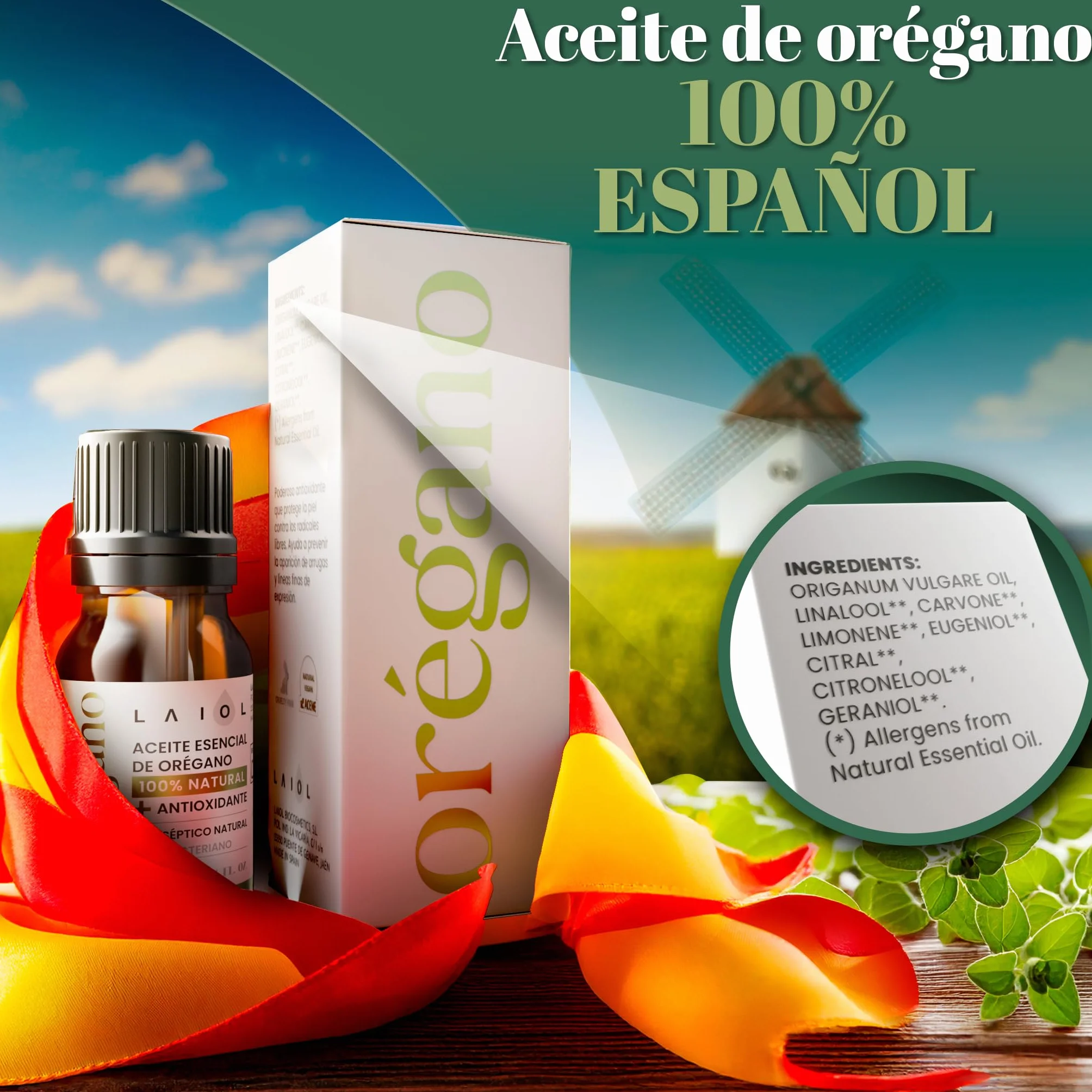 Aceite Esencial de Orégano Puro 10 ml 100% Natural con Carvacrol Orgánico