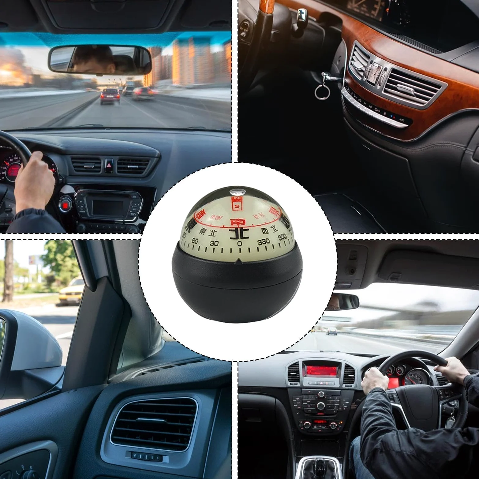 Brújula Esférica para Salpicadero De Coche Doble Luminosa para Orientación | Indicador De Dirección Para Coche Y Para Coches s Navegación Exterior Senderismo Orientación Encontrar