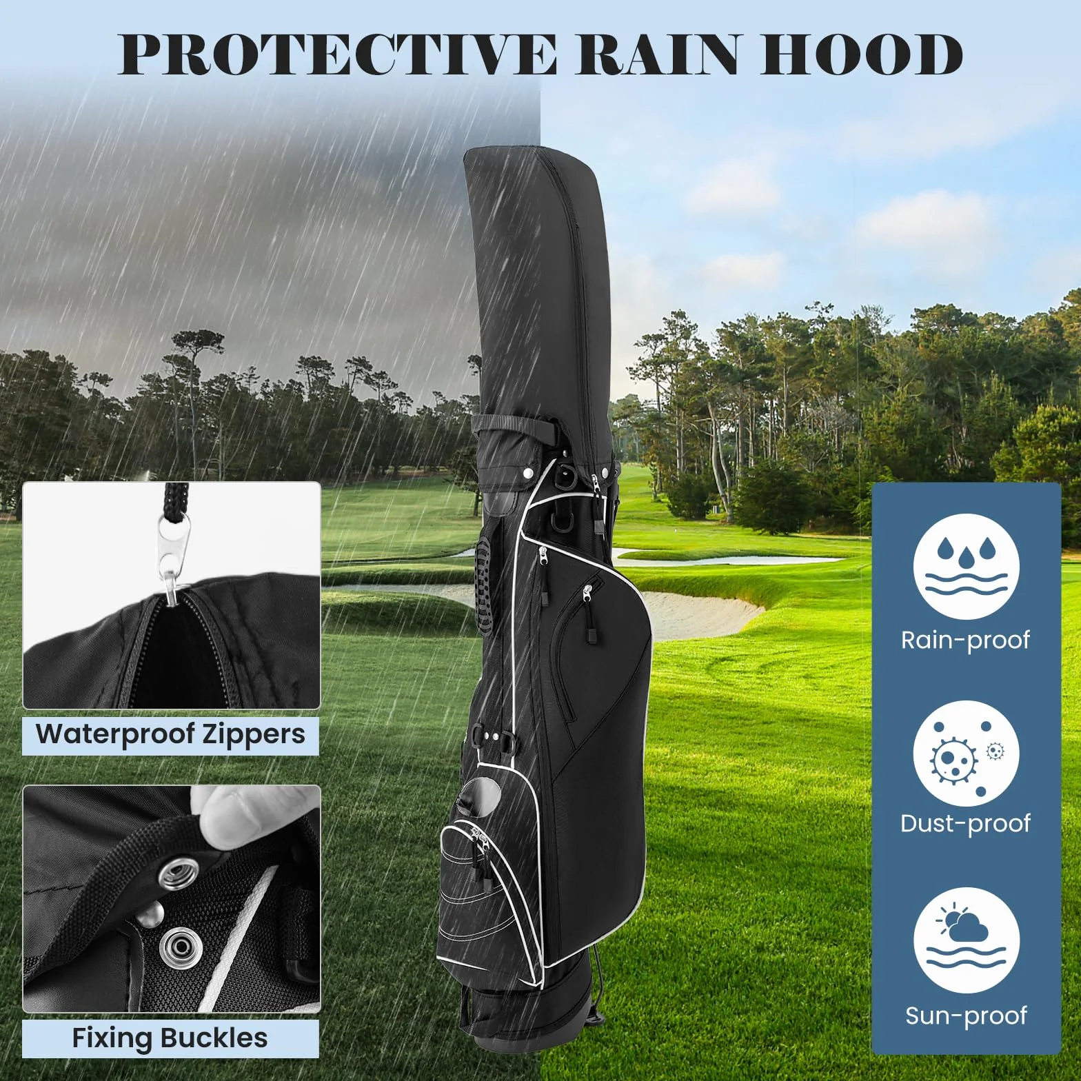 LIFEZEAL Bolsa con trípode de Golf, Bolsa de pie portátil con 4 divisores, Correas de Hombro Ajustables, Bolsa de Palos de Golf Ligera para Hombres y Mujeres