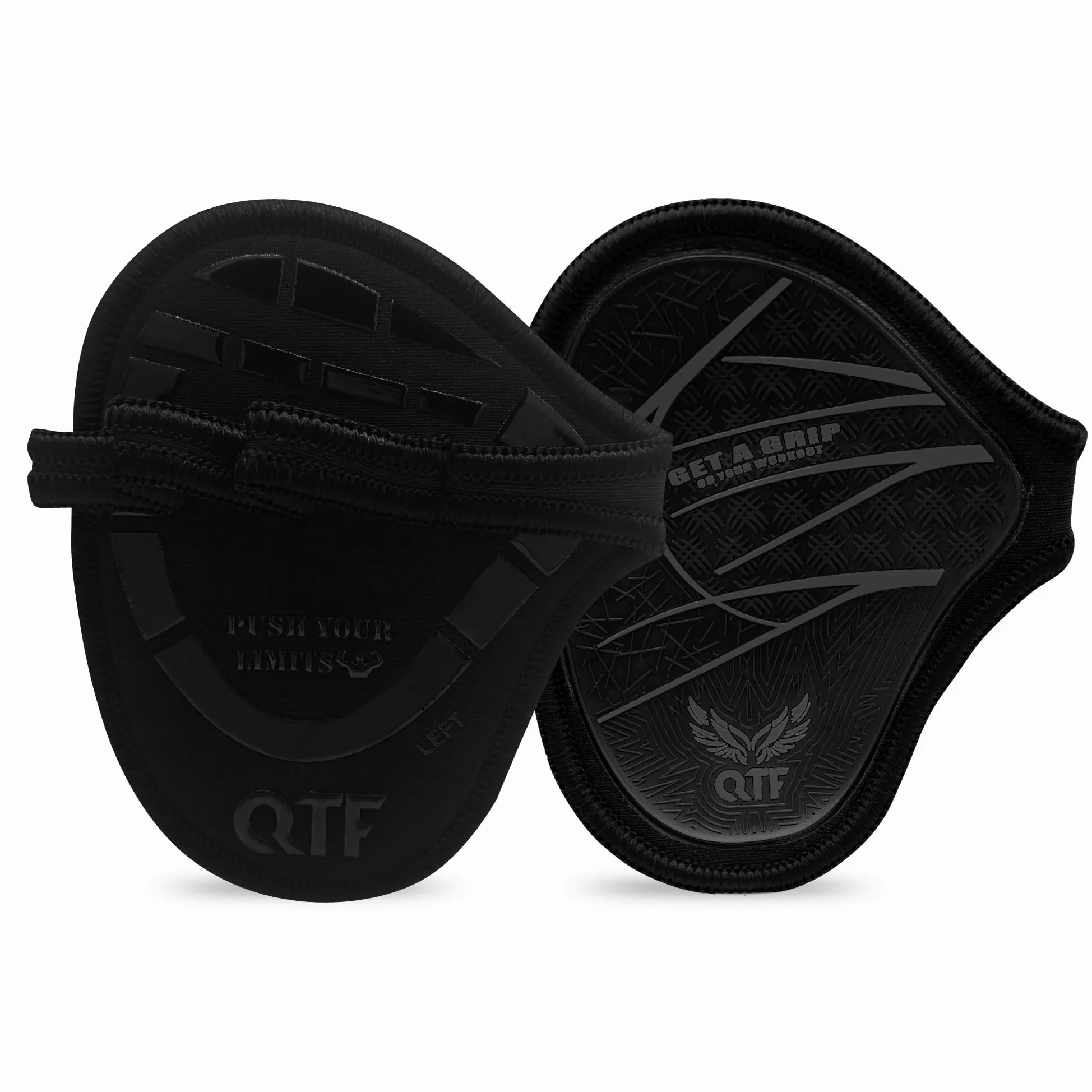 QTF Empuñaduras de levantamiento para levantamiento de pesas, guantes de goma para gimnasio, protectores de palma de mano, almohadillas de repuesto de guantes de entrenamiento para hombres y mujeres