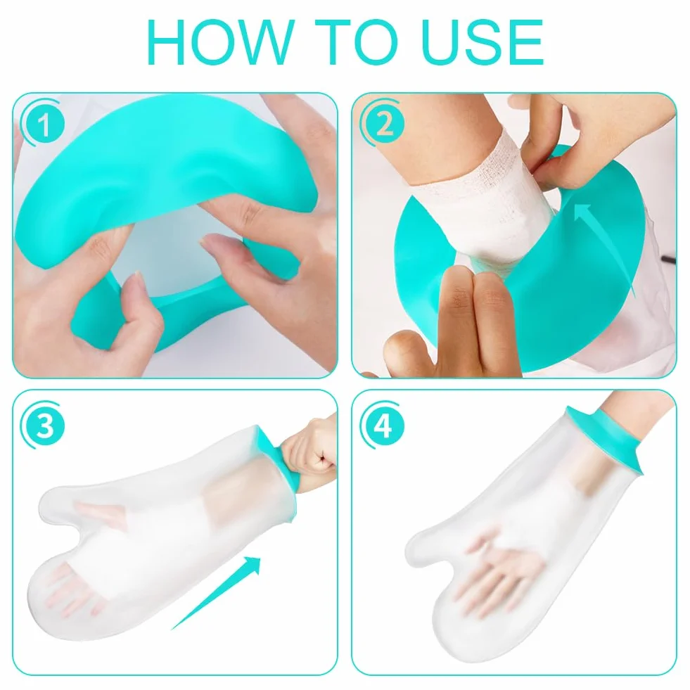 Protector Escayola Brazo Adulto Funda Impermeable Silicona Ducha Bolsa Hermetica Cubrir Vendajes Yeso Heridas Palma