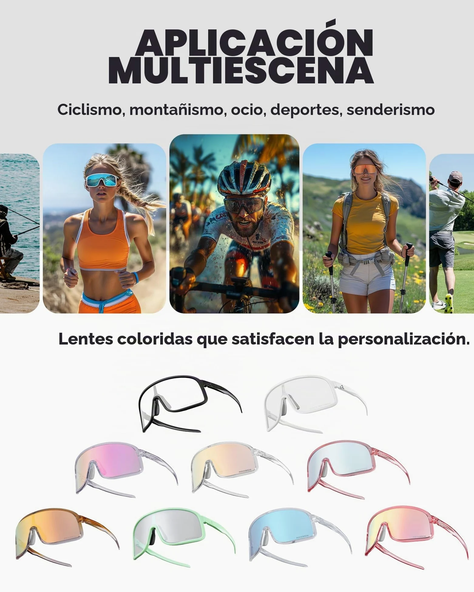 ROCKBROS Gafas de Ciclismo Fotocromáticas UV400 Para Hombre Mujer, Gafas de Sol TR90 para Actividades al Aire Libre Senderismo Correr