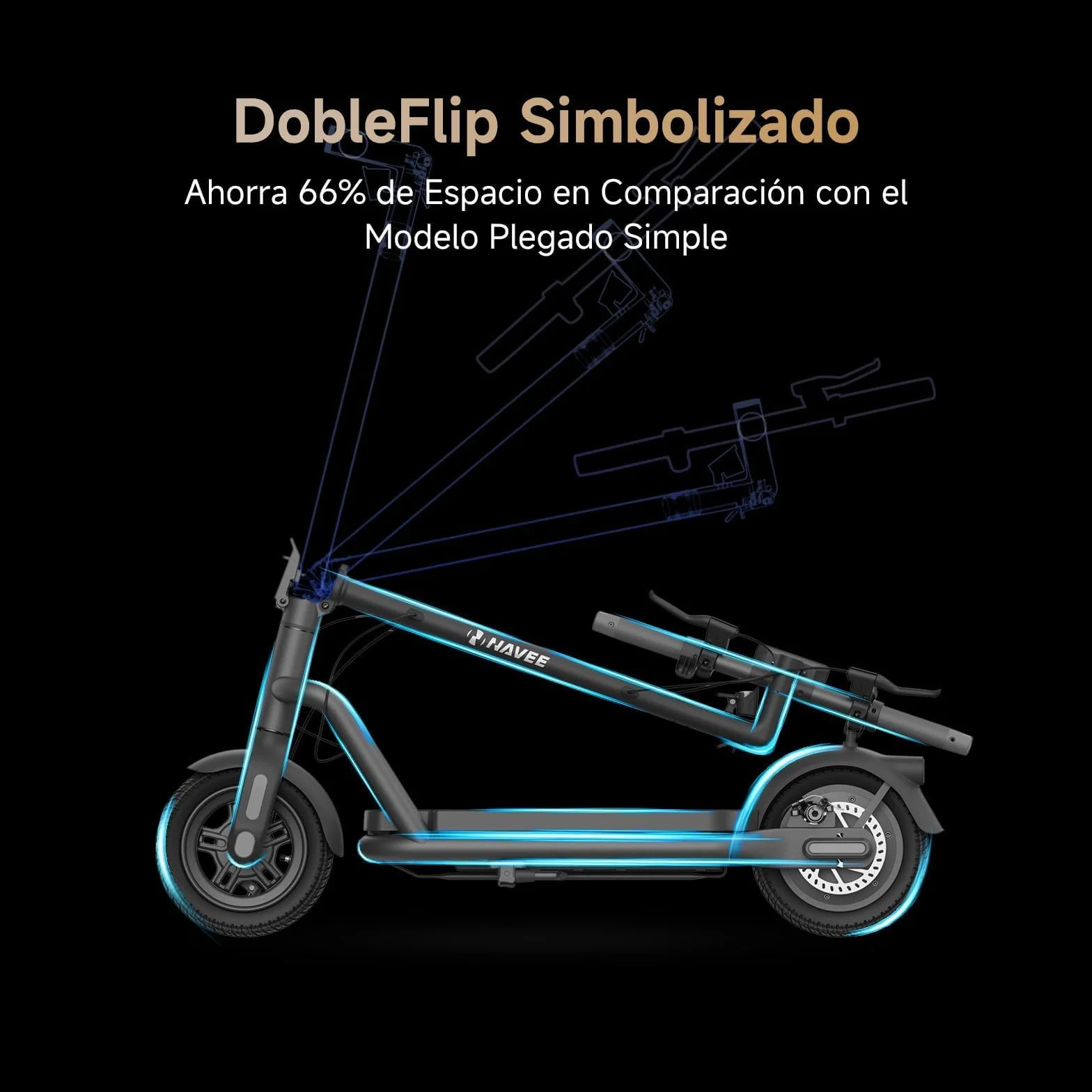 NAVEE Patinete Eléctrico Homologado DGT, 25-90km Autonomía, Máx 25km/h, Frenos Tambor y Disco con E-ABS, Intermitentes, TCS, App Móvil, Pendiente 15-28%