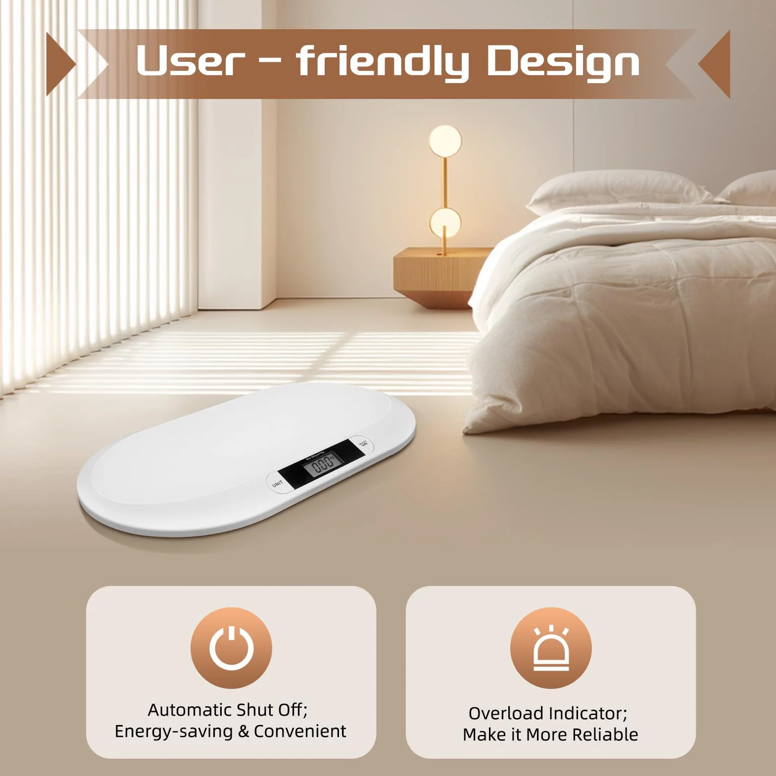 Báscula digital para bebés 20 kg pantalla LCD función tara kg/lbs/st blanco