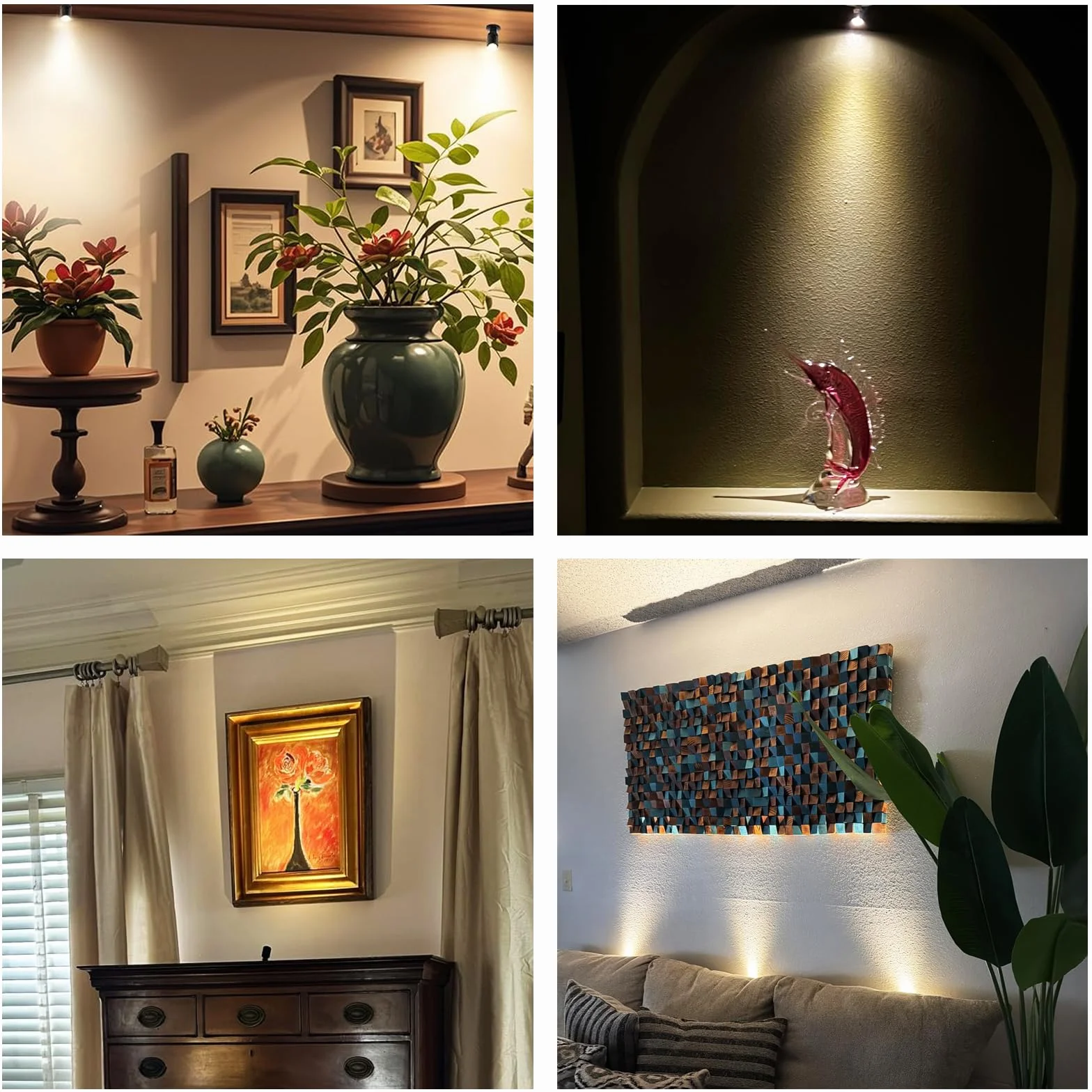 Mini focos LED USB 3000K blanca cálida rotativo 360° para escaparate hogar decoración joyas pintura vitrinas 8 piezas