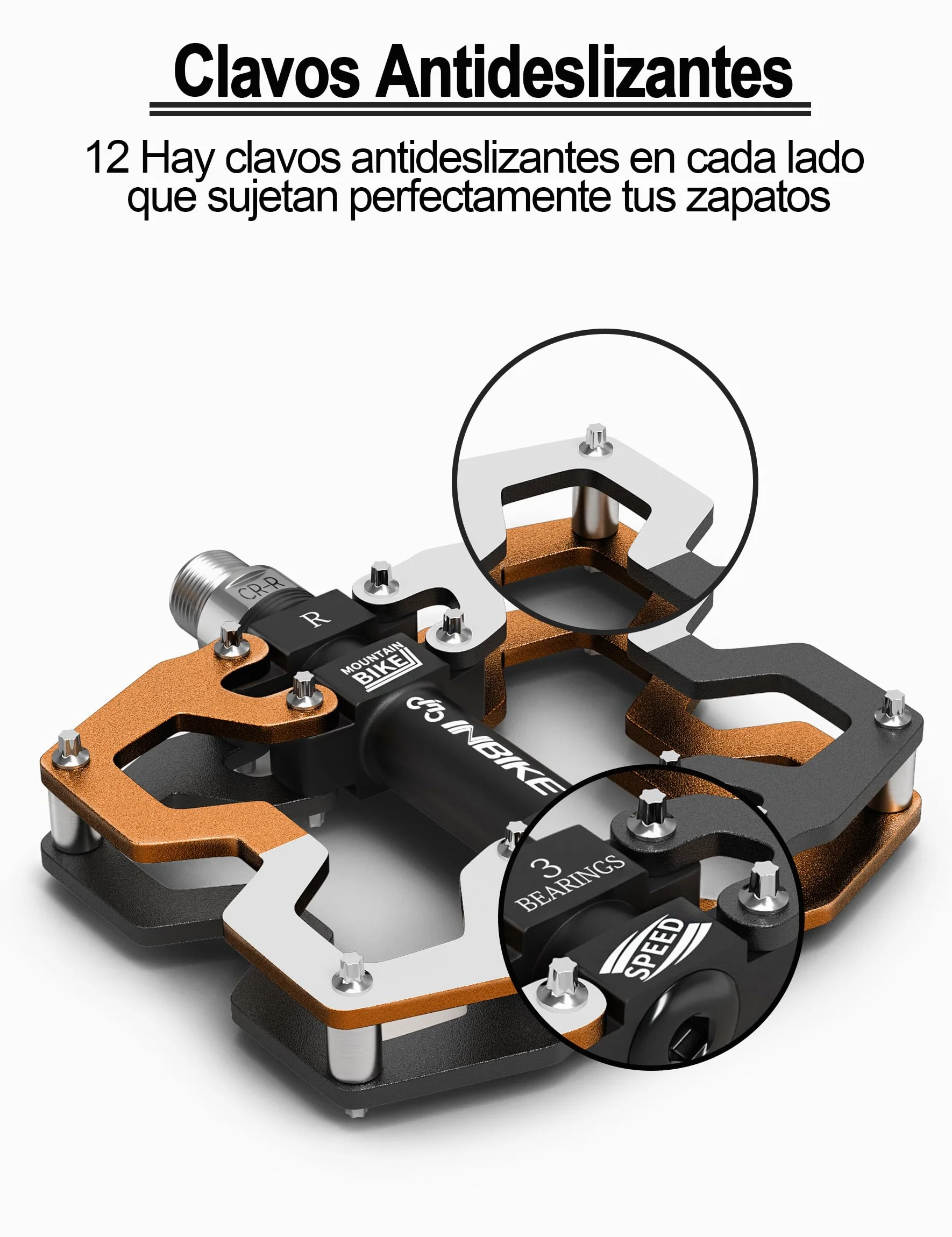 INBIKE Pedales Bicicleta Pedales Plataforma De Aluminio Rodamiento De Acero Cromado 9/16 para Bicicleta De Montaña Carretera
