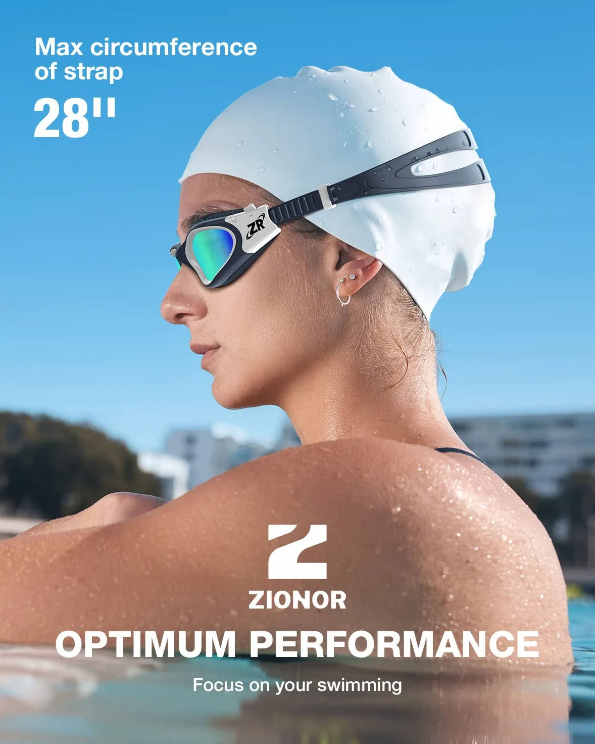 ZIONOR G1 - Gafas de natación polarizadas para unisex y adulto y mujer, anti niebla, 100% anti UV gafas de buceo