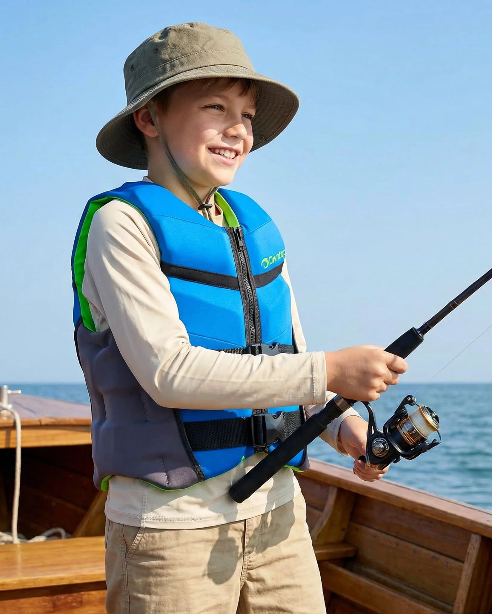 Owntop Chaleco de Natación para Jóvenes y Niños, Chaleco de Flotabilidad de Neopreno Ligero, Chaleco Flotante con Dobles Correas de Seguridad Ajustables para Natación, Kayak y Pesca