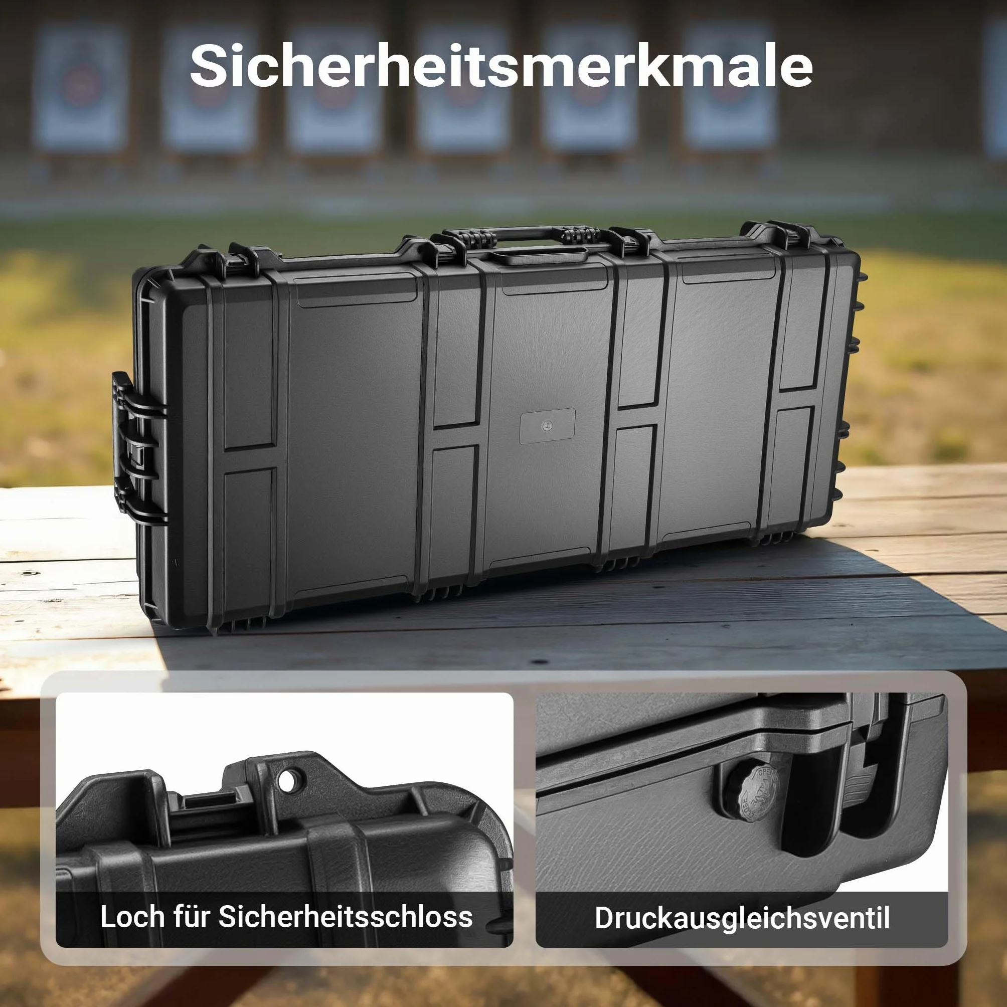 WilTec Maletín rígido 119x53x21 cm para Armas largas y Arco Impermeable IP67 con Espuma Interior PP+Fibra de Vidrio Estuche Resistente para Armas largas, Caza y arquería