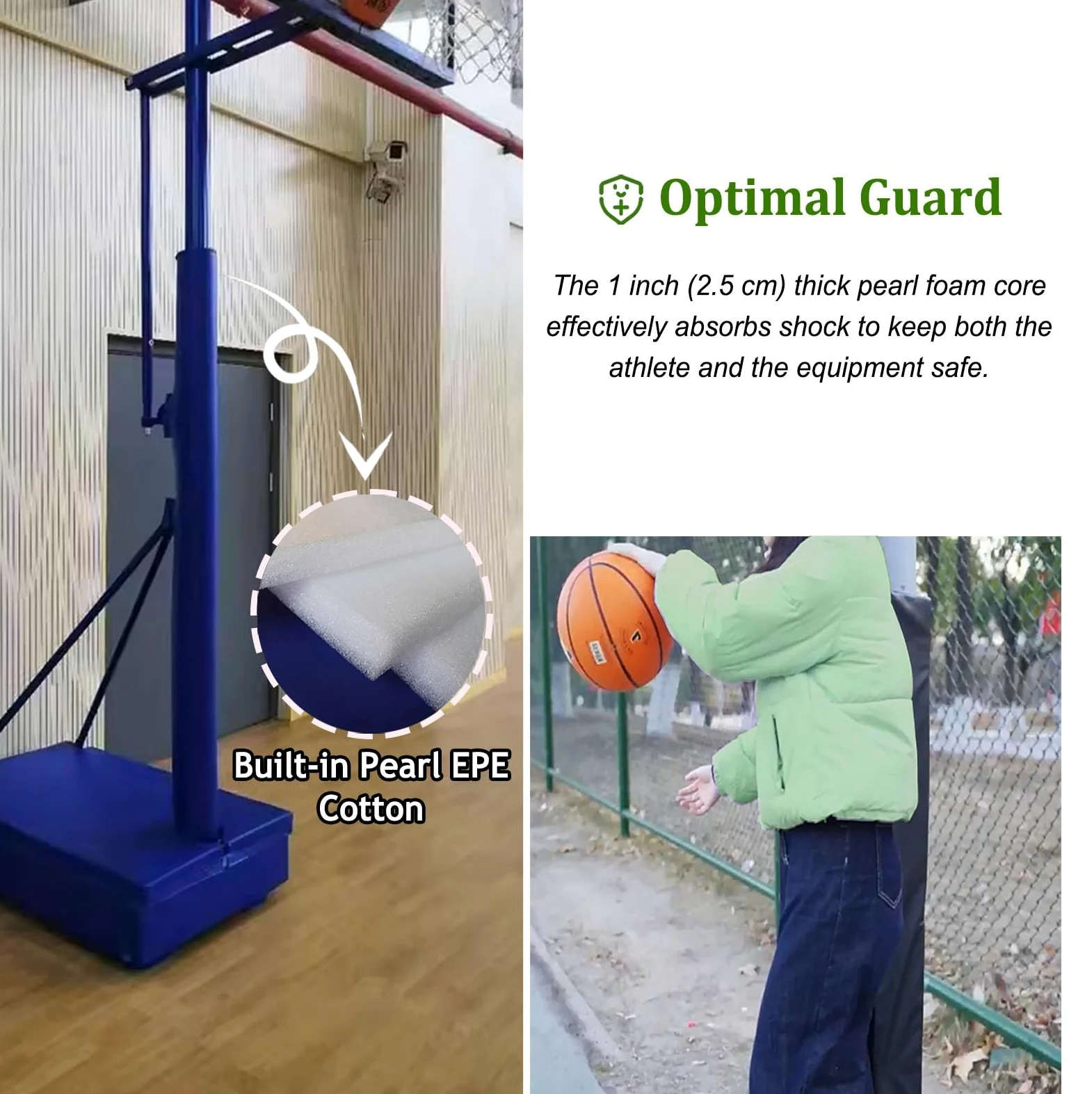 Funda para bastón de baloncesto de 3.5 pulgadas de diámetro, 72 pulgadas de alto, ajuste personalizado con correa autoadhesiva y cremallera, ideal para protección de columna de sótano