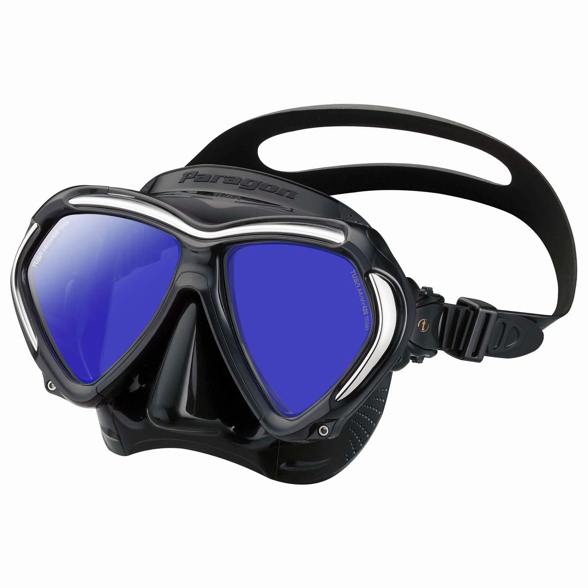 Tusa Paragon Gafas Máscara de buceo profesional adultos UV Filtro óptico Corrección vasos compatible -negro/plateado