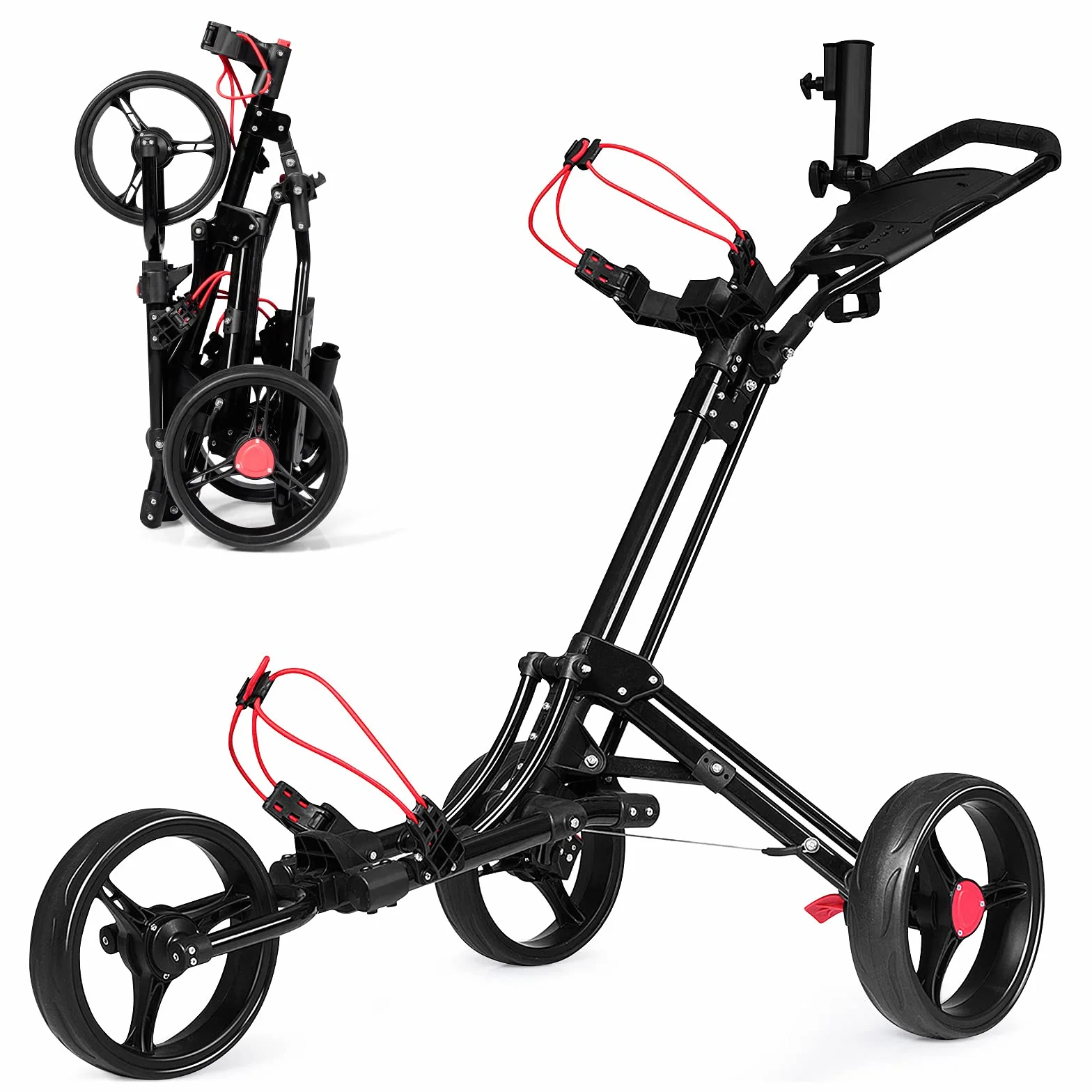 GOPLUS Wózek Golfowy Składany 3 Koła z Szybkim Mechanizmem Składania