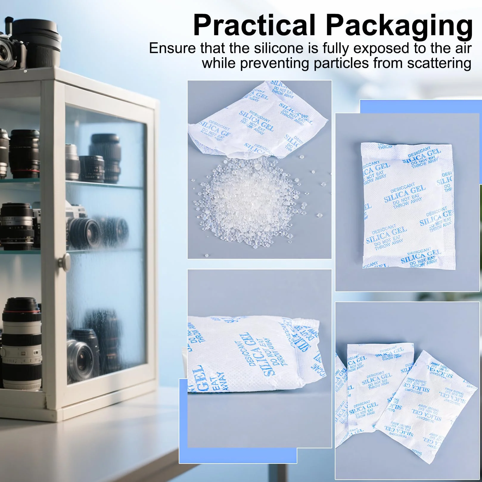 Bolsas de Gel de Sílice 25g, 18 Piezas, Desecantes Absorbentes de Humedad para Ropa Cajones Armarios