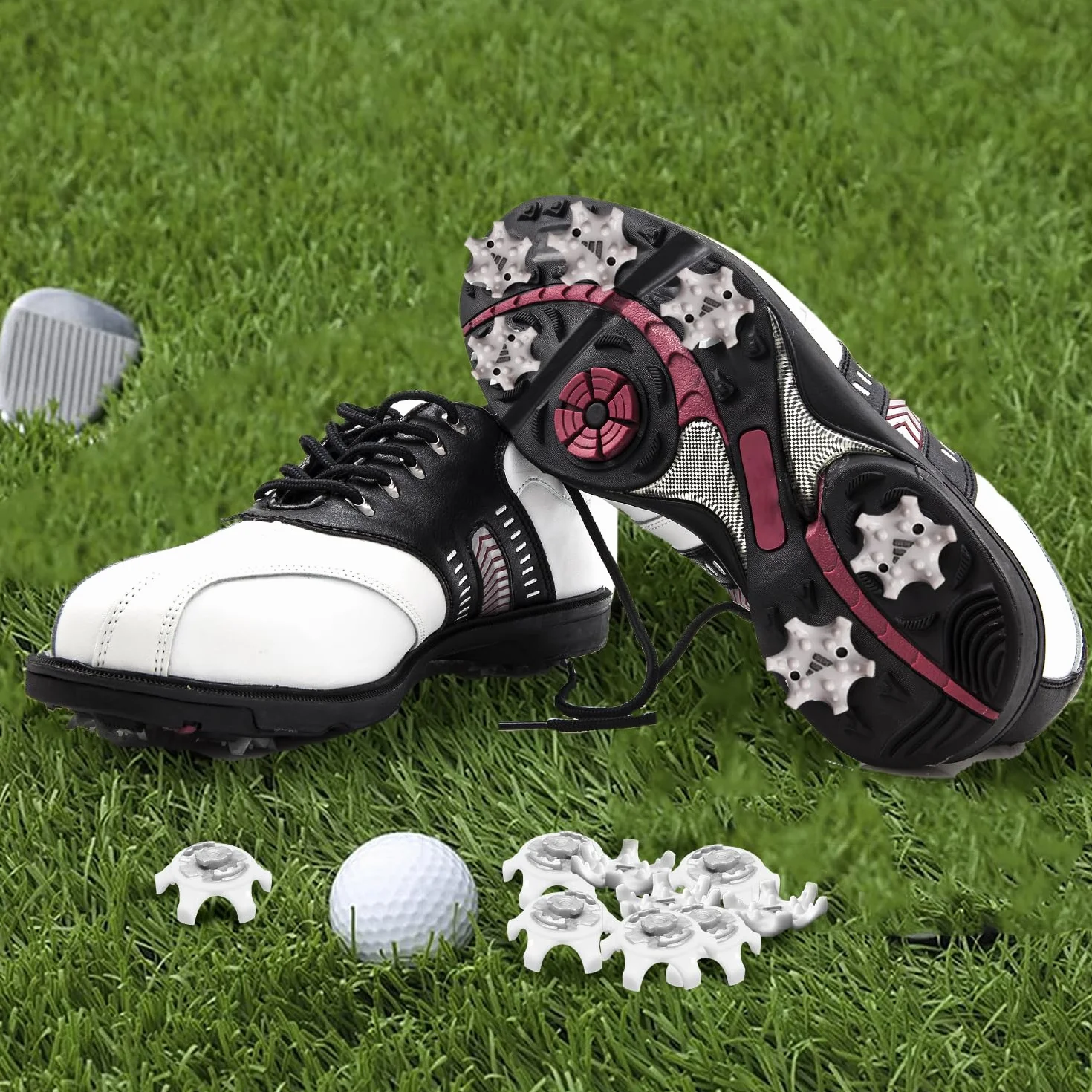 16 Tacos para Zapatos de Golf, Clavos para Zapatos de Golf, Clavos de críquet, Tacos roscados, Accesorios para Zapatos de Golf, Regalo para golfistas (Blanco)