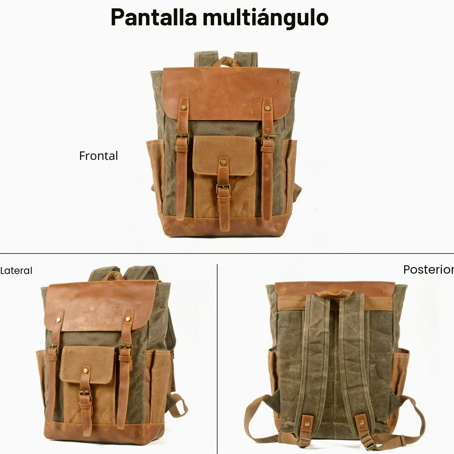 FANDARE Mochilas de Marcha Mochila Hombre Macutos de Senderismo Lienzo Mujeres Mochila Vintage de Lona Mochilas de Ciclismo Mochila Trekking al Aire Libre Viaje Excursionismo Daypacks Verde
