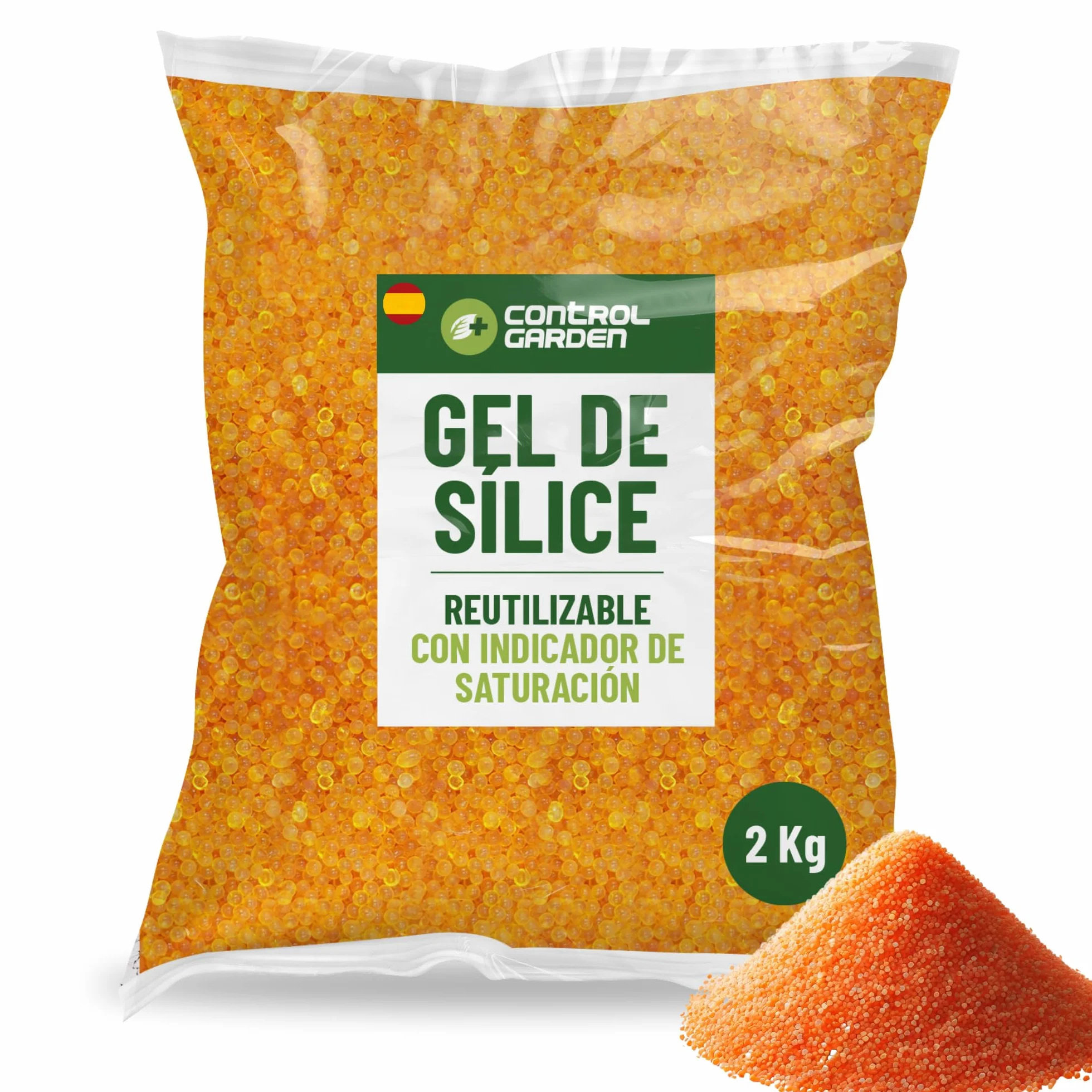 Gel de Sílice Naranja KG Absorbedor de Humedad Reutilizable No Tóxico Indicador de Saturación (2 KG)