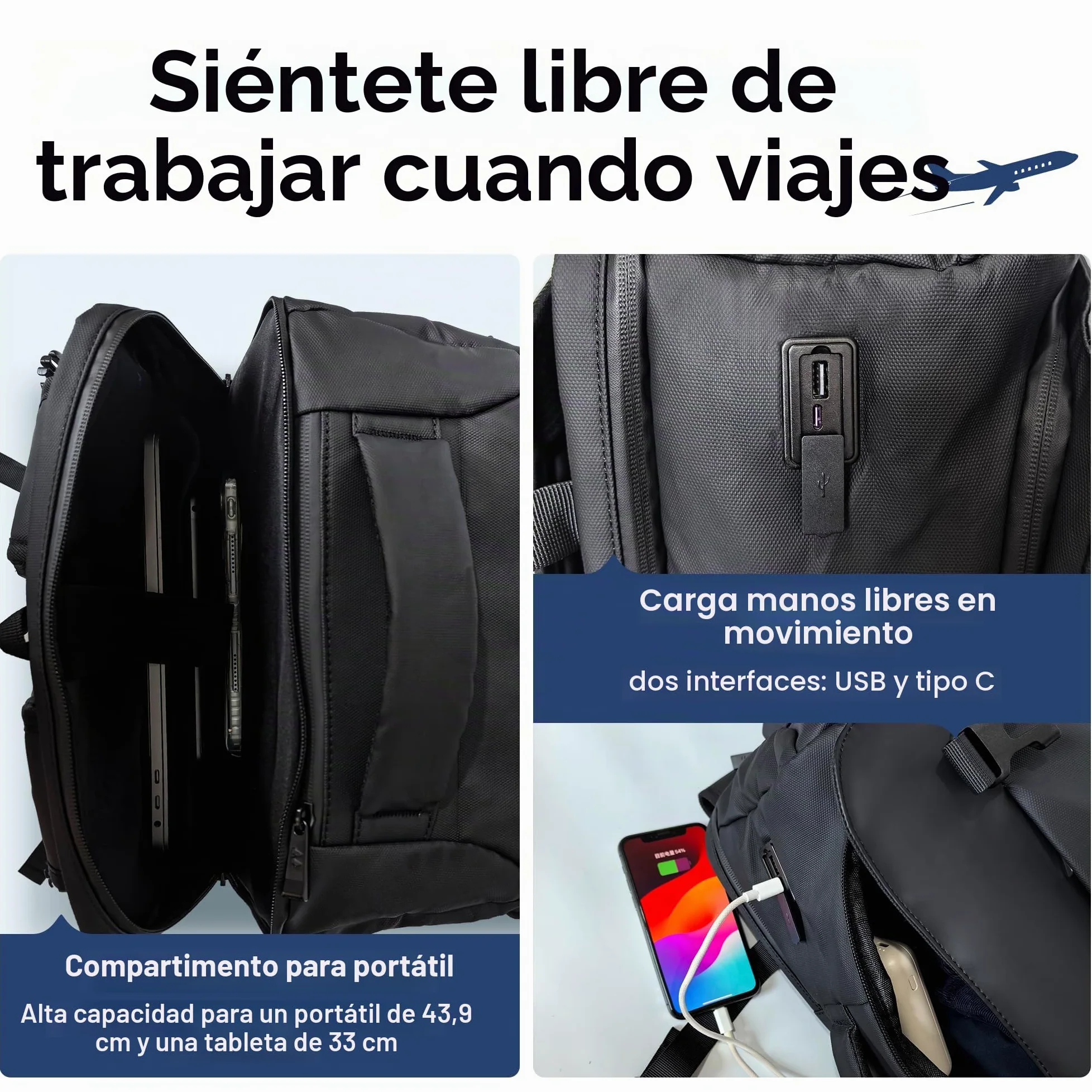 NANDADEVI Mochila para hombre, 40 l, grande, resistente al agua, con aislamiento en seco y húmedo, mochila para portátil de 17,3 pulgadas, Negro , 49 x 31 x 20 cm, 40 l