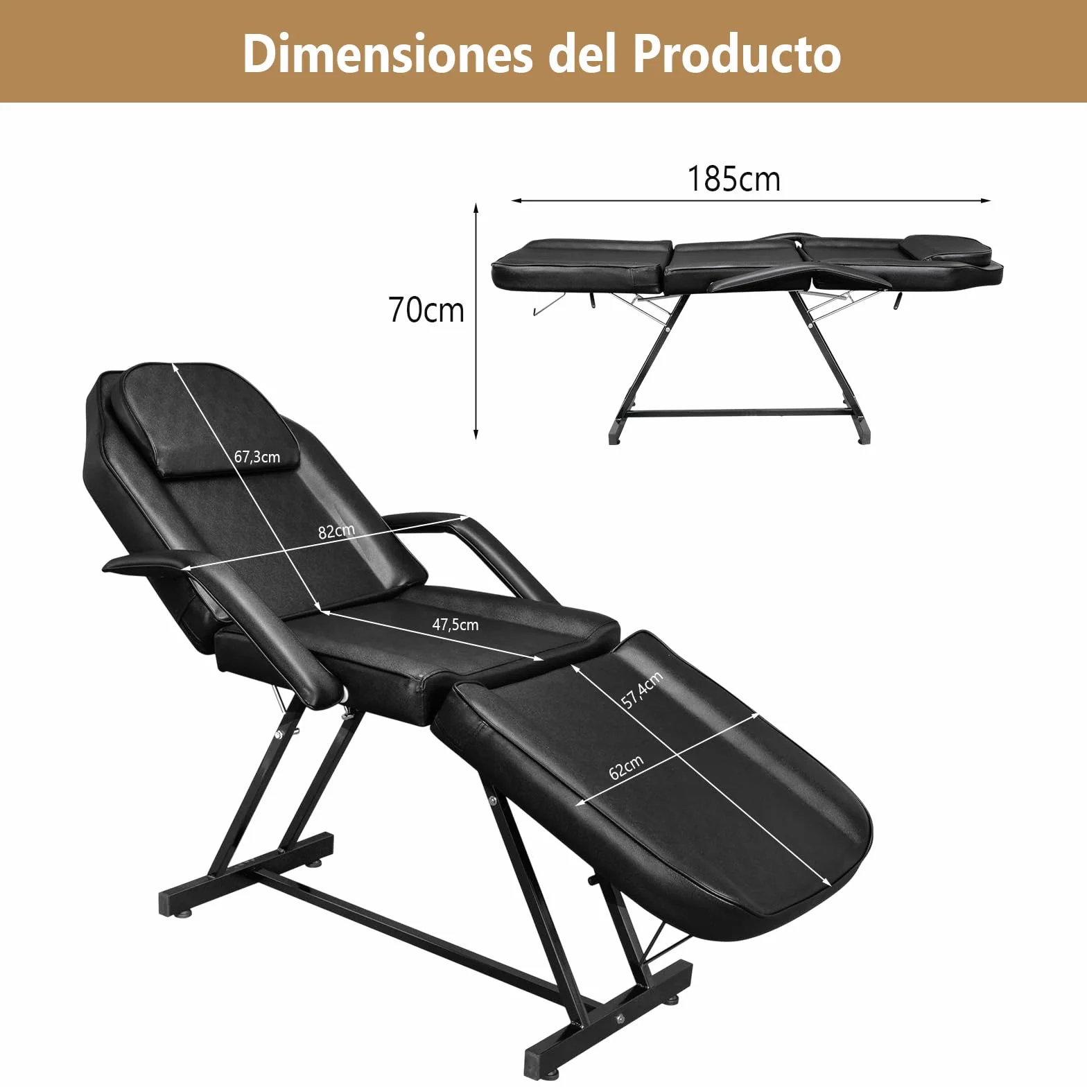 Bonnlo Camilla Masaje Ajustable, Cama de Masaje para Salones de Belleza, SPA, Negro