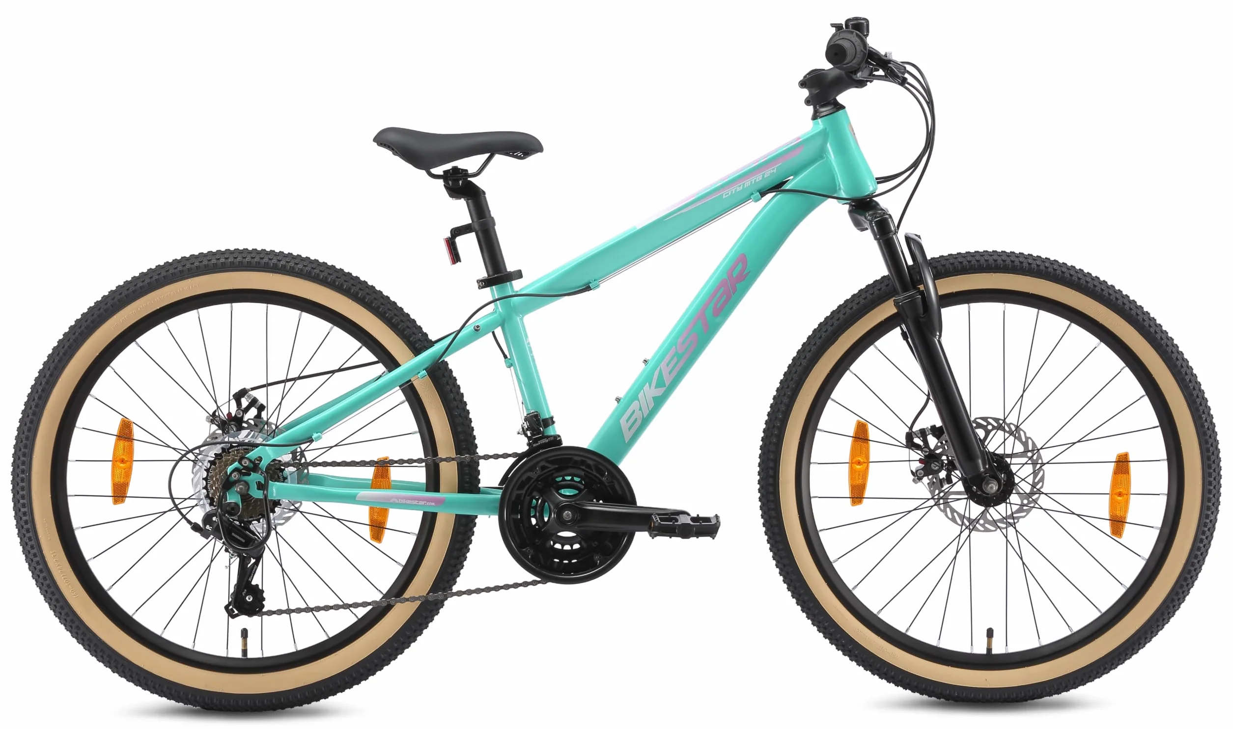 BIKESTAR Bicicleta de montaña Juvenil 24 Pulgadas de 8 años | Bici niños Cambio Shimano de 21 velocidades, Freno de Disco, Horquilla de suspensión