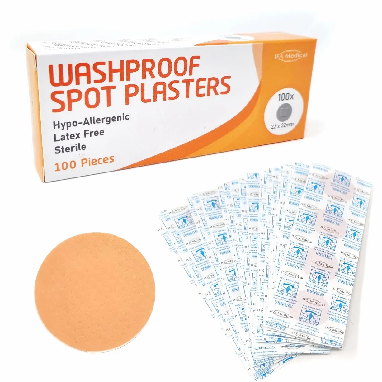 JFA Medical Apósitos Impermeables Redondos Pequeños 22 x 22 mm 100 Unidades