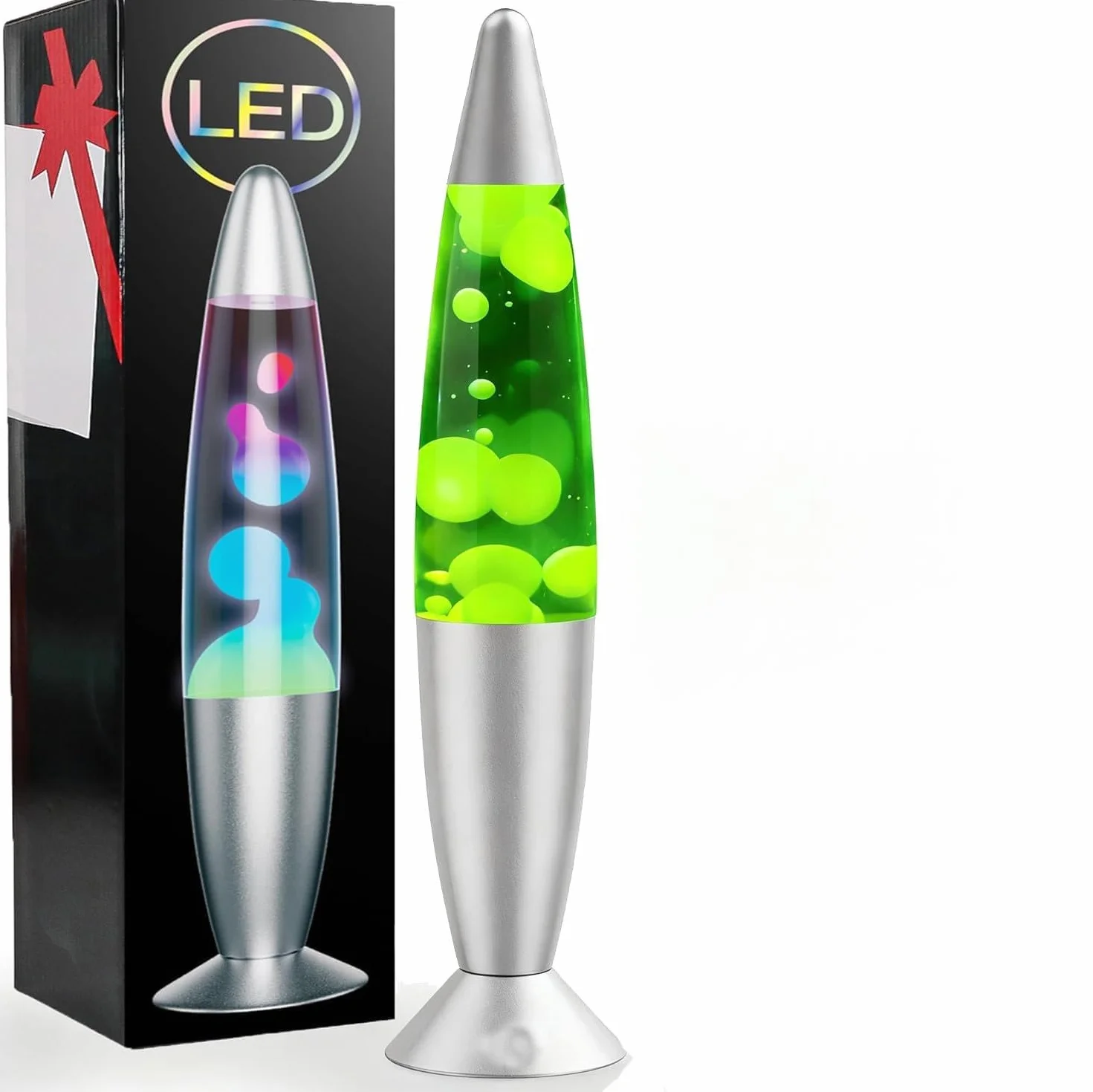 AONESY Lámpara de lava de 7 colores 34 cm con cera blanca y líquido blanco