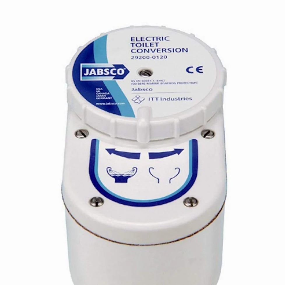 BTK - Kit de conversión y transformación de bomba de mano eléctrica Jabsco 29200-0120 - Recambio fácil blanco - Servicios higiénicos - Aspirador de agua de mar para enjuague de inodoros