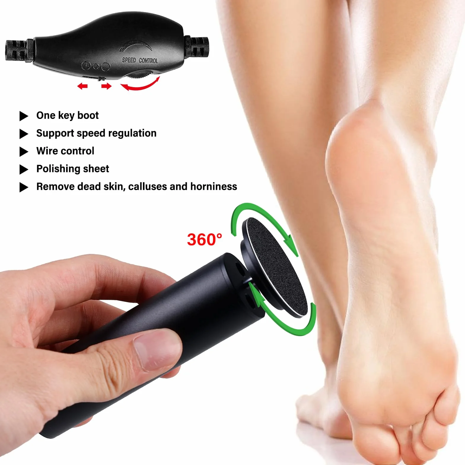 Removedor eléctrico de callos para pies, lima de pedicura, eliminación de callosidades