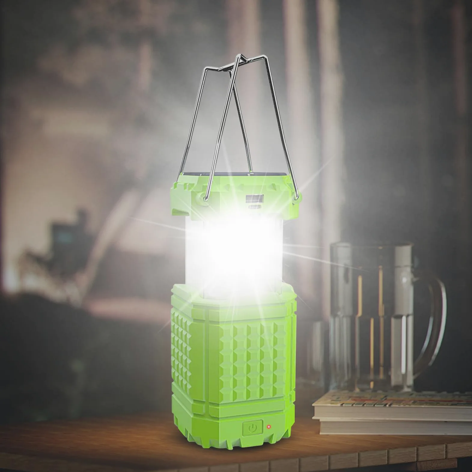 Linterna de Camping Linterna Plegable | Linterna Solar con Carga USB Para barbacoa, reparación de coche, senderismo, pesca, escalada, jardín y patio