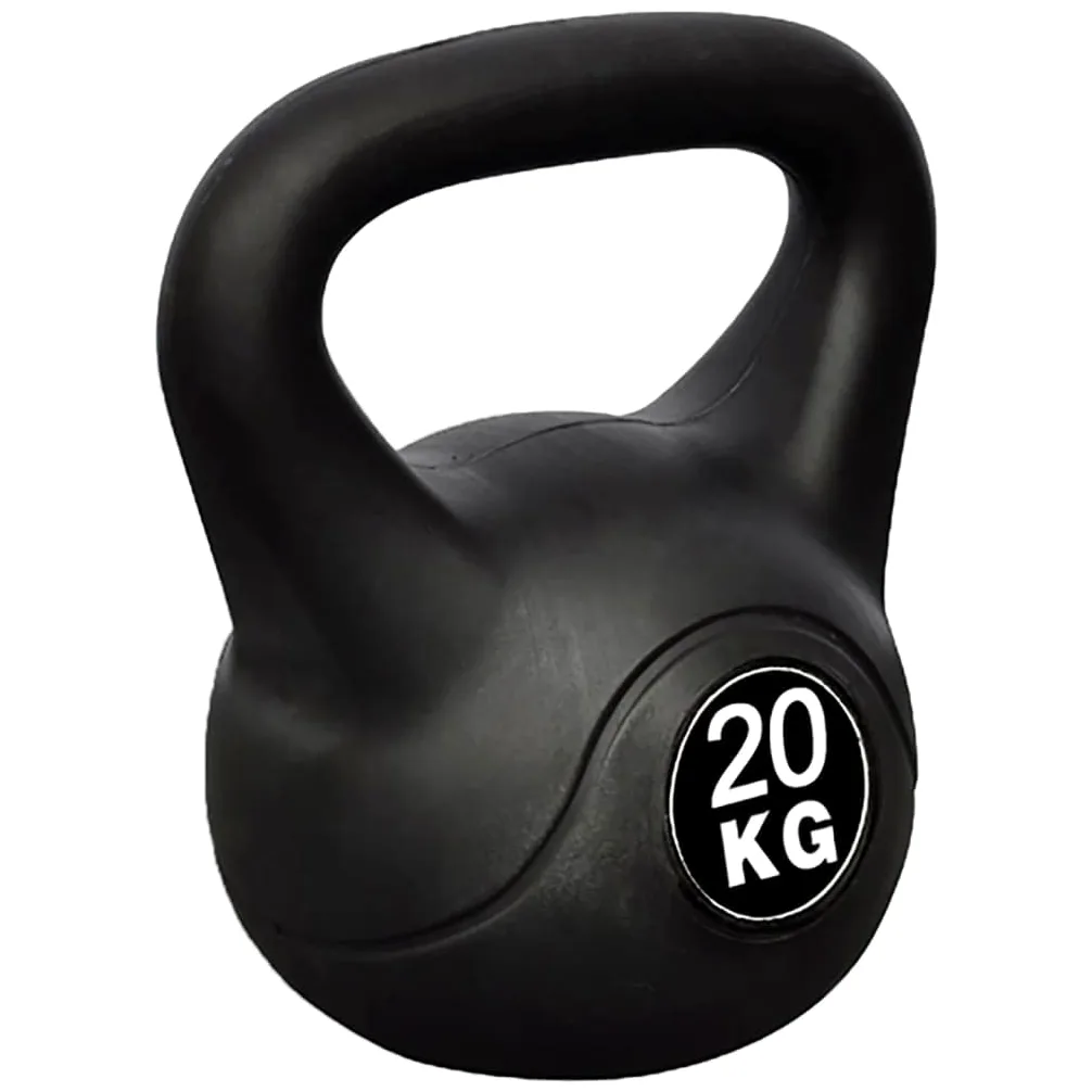 Genérico Pesa Rusa Kettlebell 20 kg, Peso Libre Negro,90394