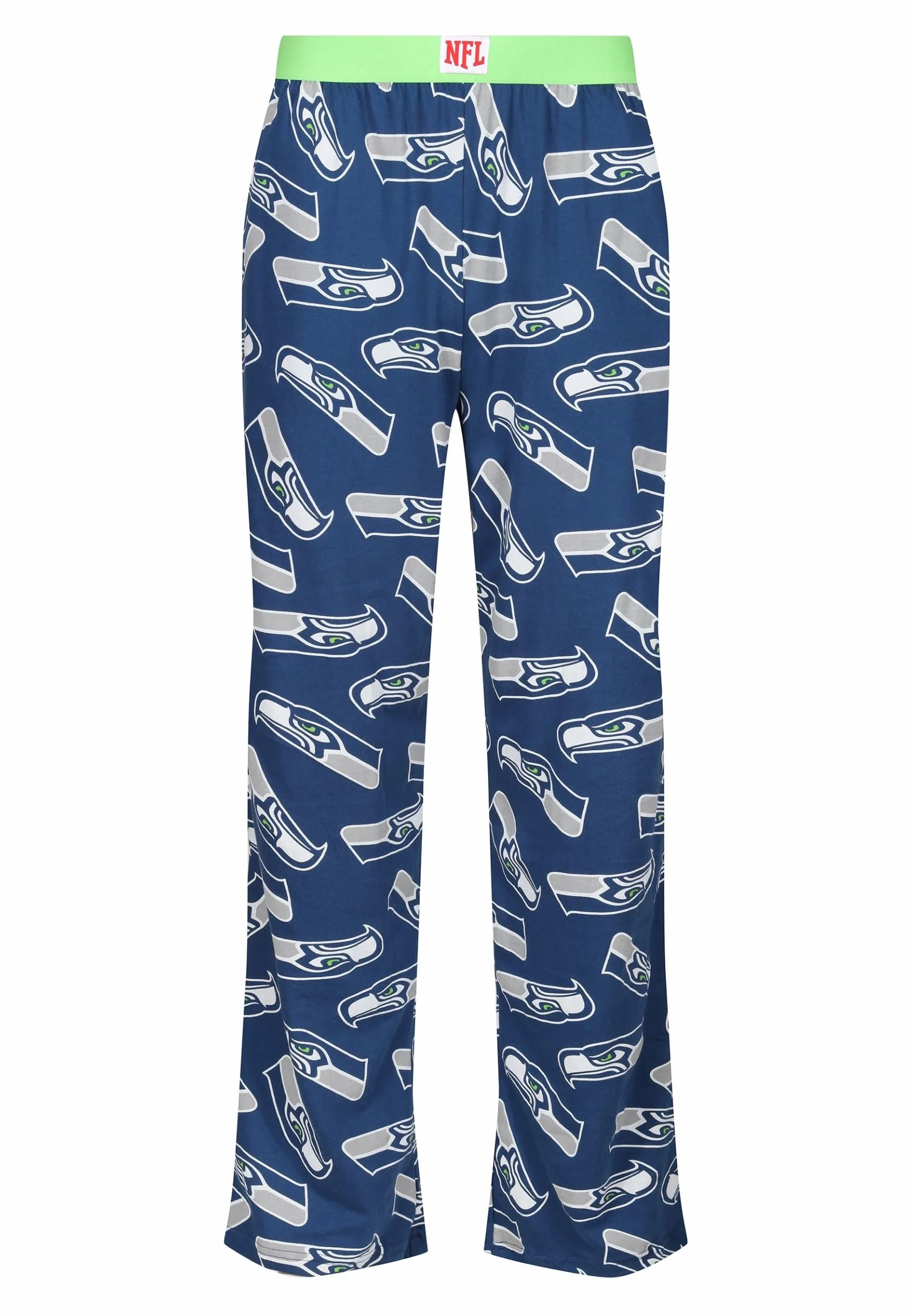 Recovered Pantalones de fútbol americano de la NFL, unisex, para adultos, diseño de Seattle Seahawks, color azul marino, parte inferior de pijama de algodón para descansar, ropa de noche