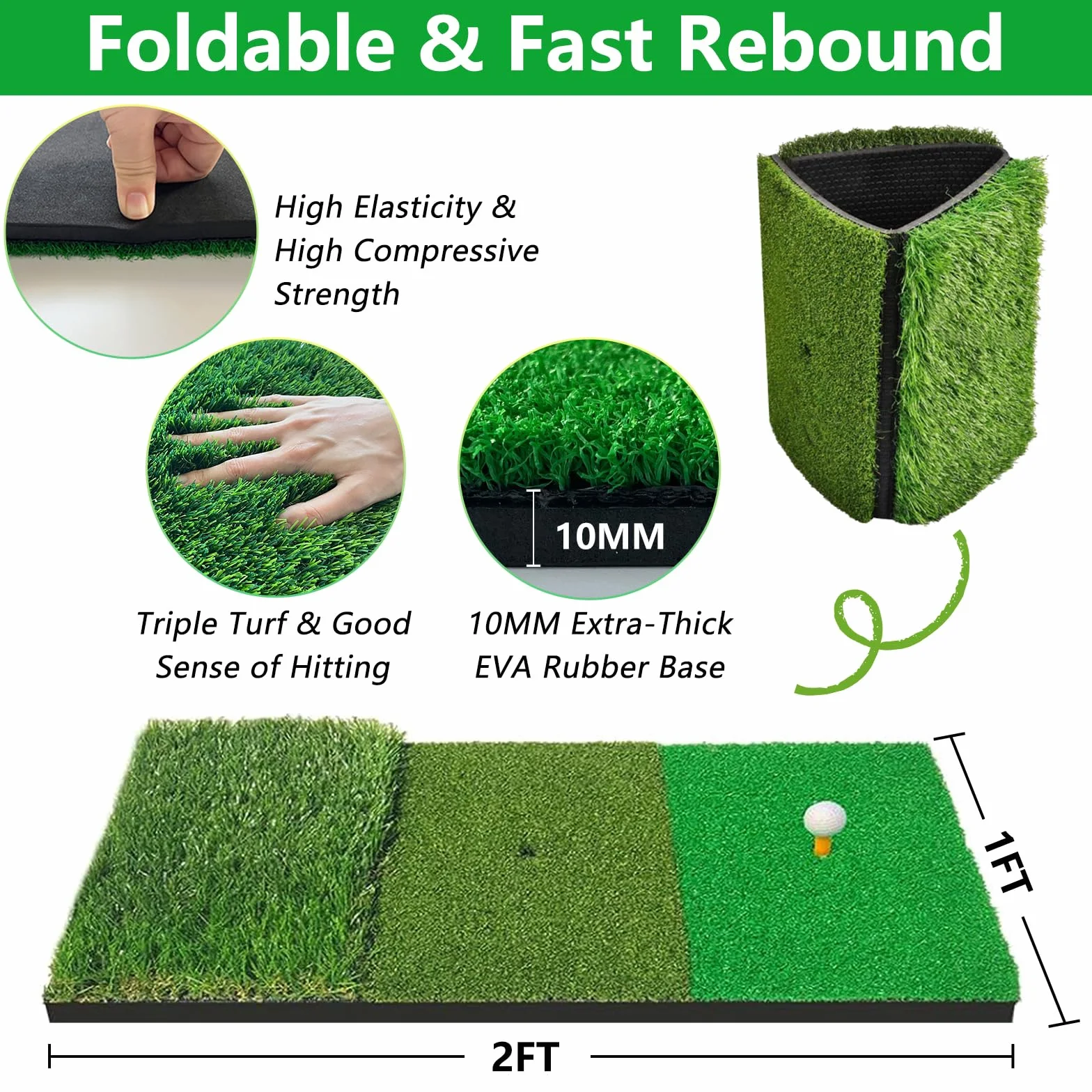 TTCB Sports Red de práctica de golf al aire libre, red de golpeo de golf de 10 x 7 pies para interiores con alfombrilla y corrector de swing para conducir en el patio trasero, astillado, accesorios de