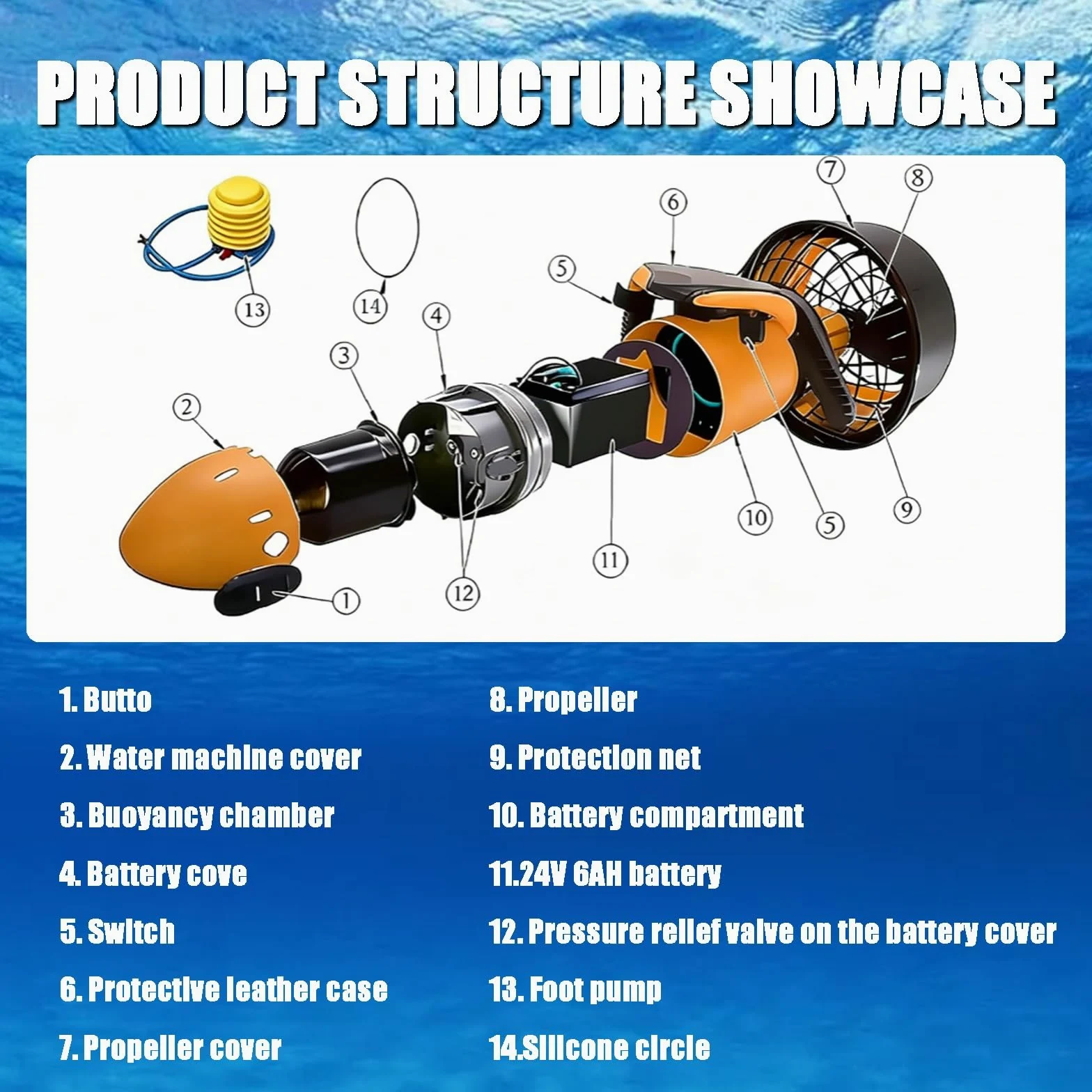 Patinete eléctrico subacuático de 300W/500W,Vehículo Submarino propulsión | Buceo Sea Scooter, Scooter subacuático Inteligente Equipo de Piscina de Aventuras