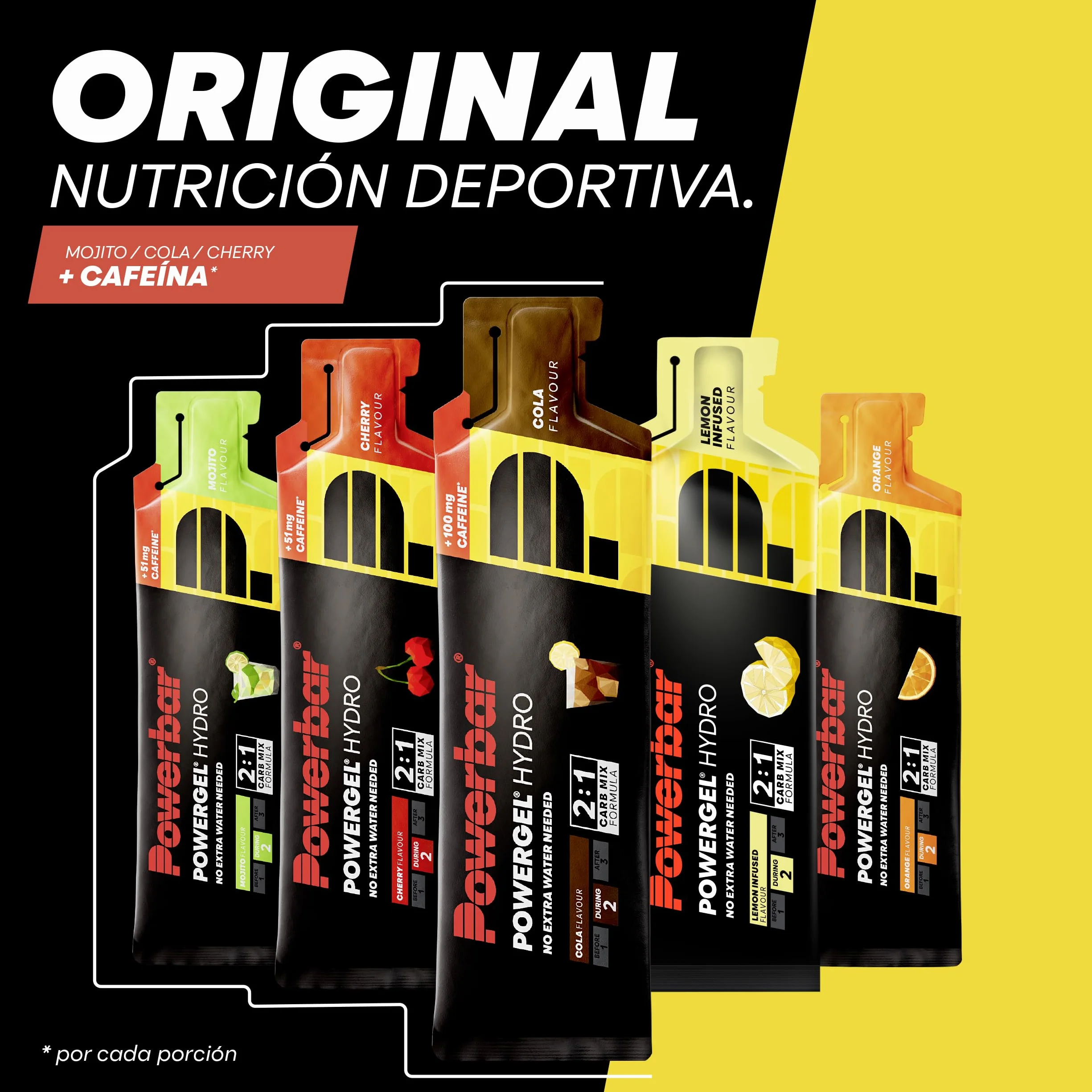 PowerGel Hydro Mojito 24x67ml Gel energético alto en carbohidratos Sodio 51mg cafeína