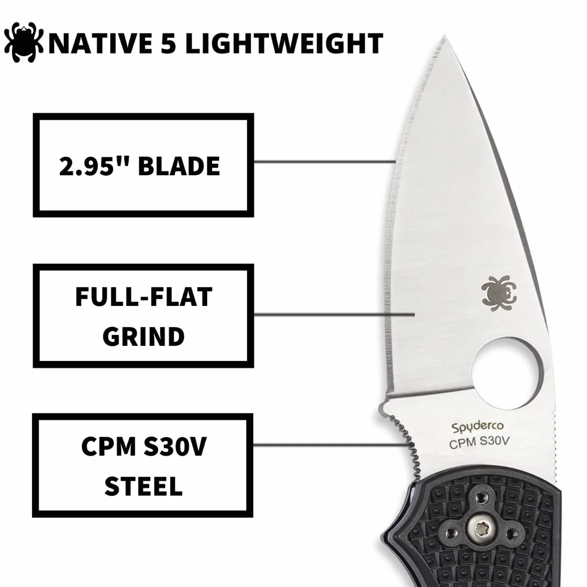 Spyderco C41PBK5 Cuchillo tascabile, Unisex - Adulto, Negro, un tamaño
