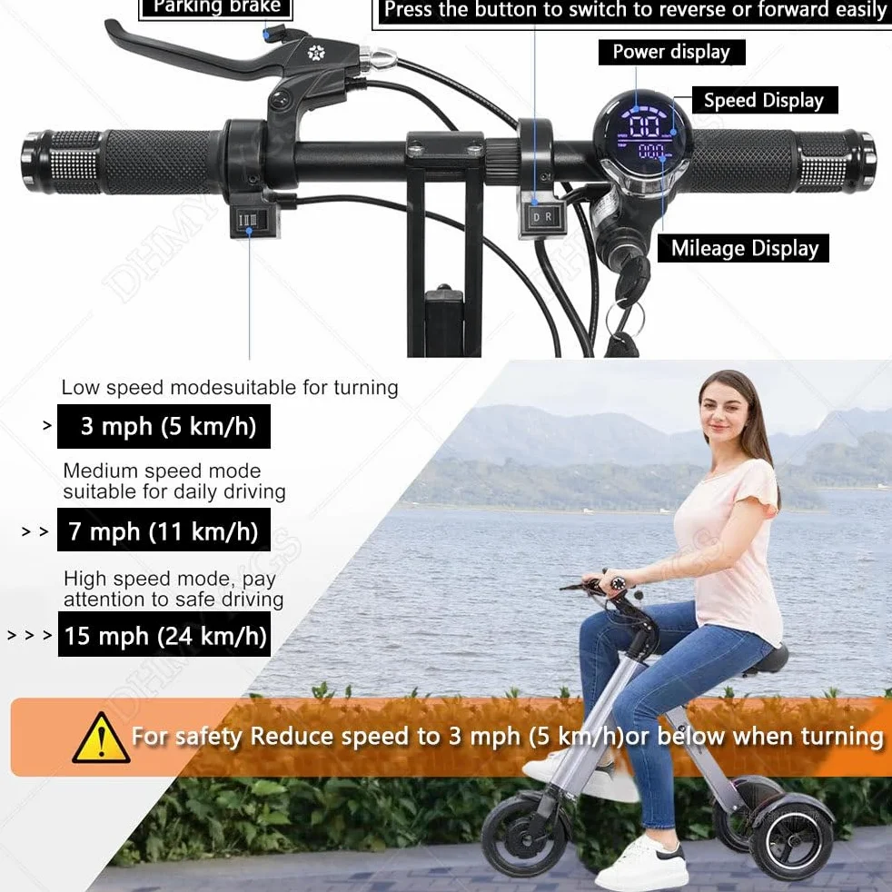 Patinete Eléctrico Eléctrico | Triciclo Eléctrico Plegable Ligero | Patinete Deportivo Golf | Triciclo Eléctrico para Adultos | Patinete Movilidad Plegable para Personas Mayores