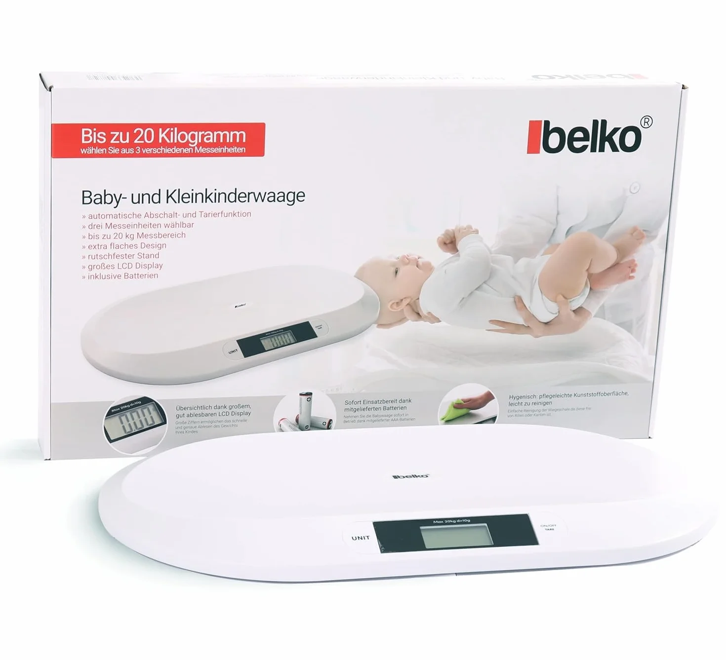 Belko Báscula digital plana para bebés 20 kg báscula de lactancia para niños