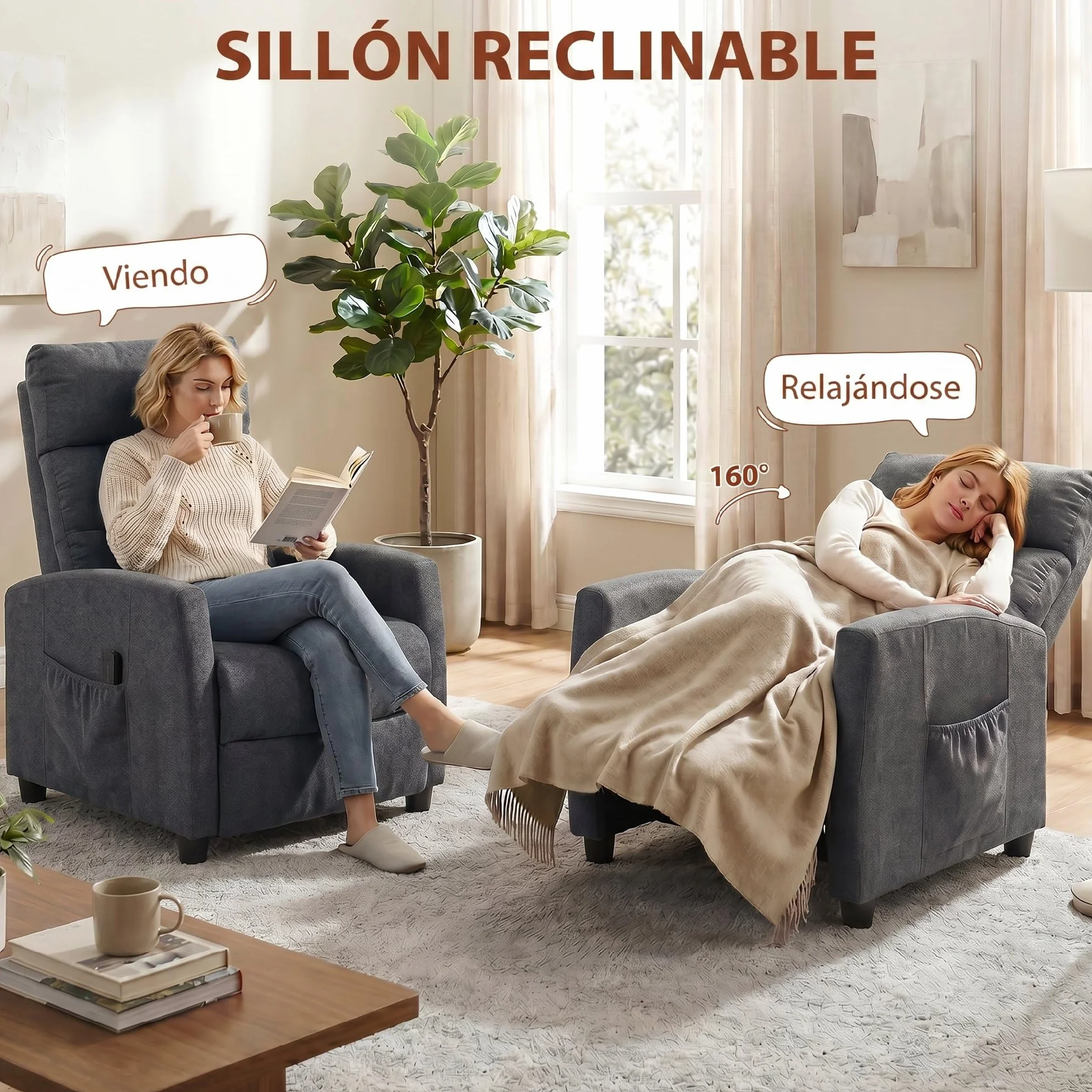 HOMCOM Sillón de Masaje Reclinable 160° con Mando a Distancia, 2 Zonas de Masaje, Gris Oscuro 66x91x108 cm
